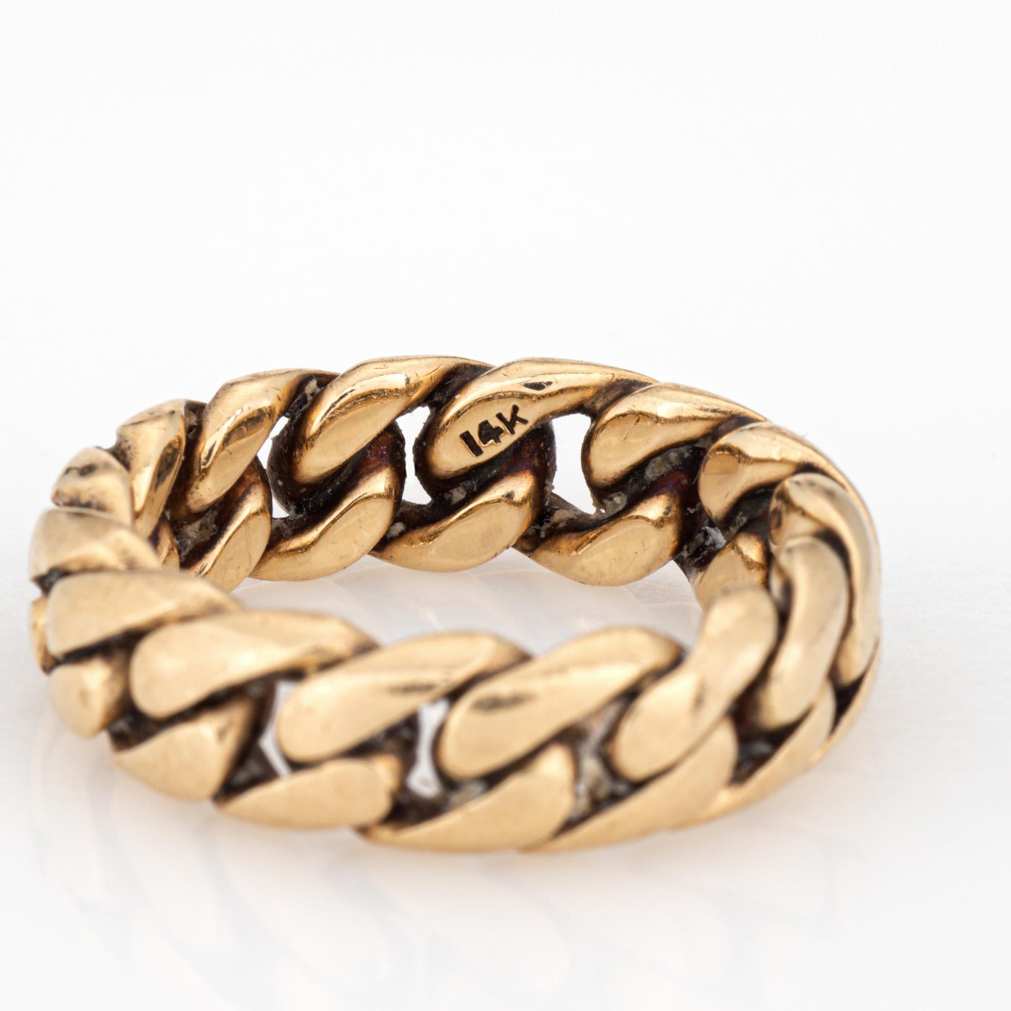 De las mujeres Anillo de eslabón cubano vintage de 6 mm de oro amarillo de 14k apilado en venta