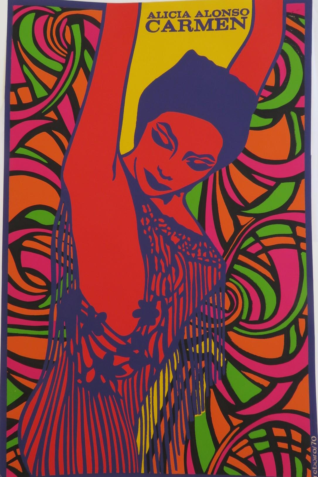 Vintage Cuban Pop Op Poster ALICIA ALONSO Ballet Adaptation Opera CARMEN 1970 4