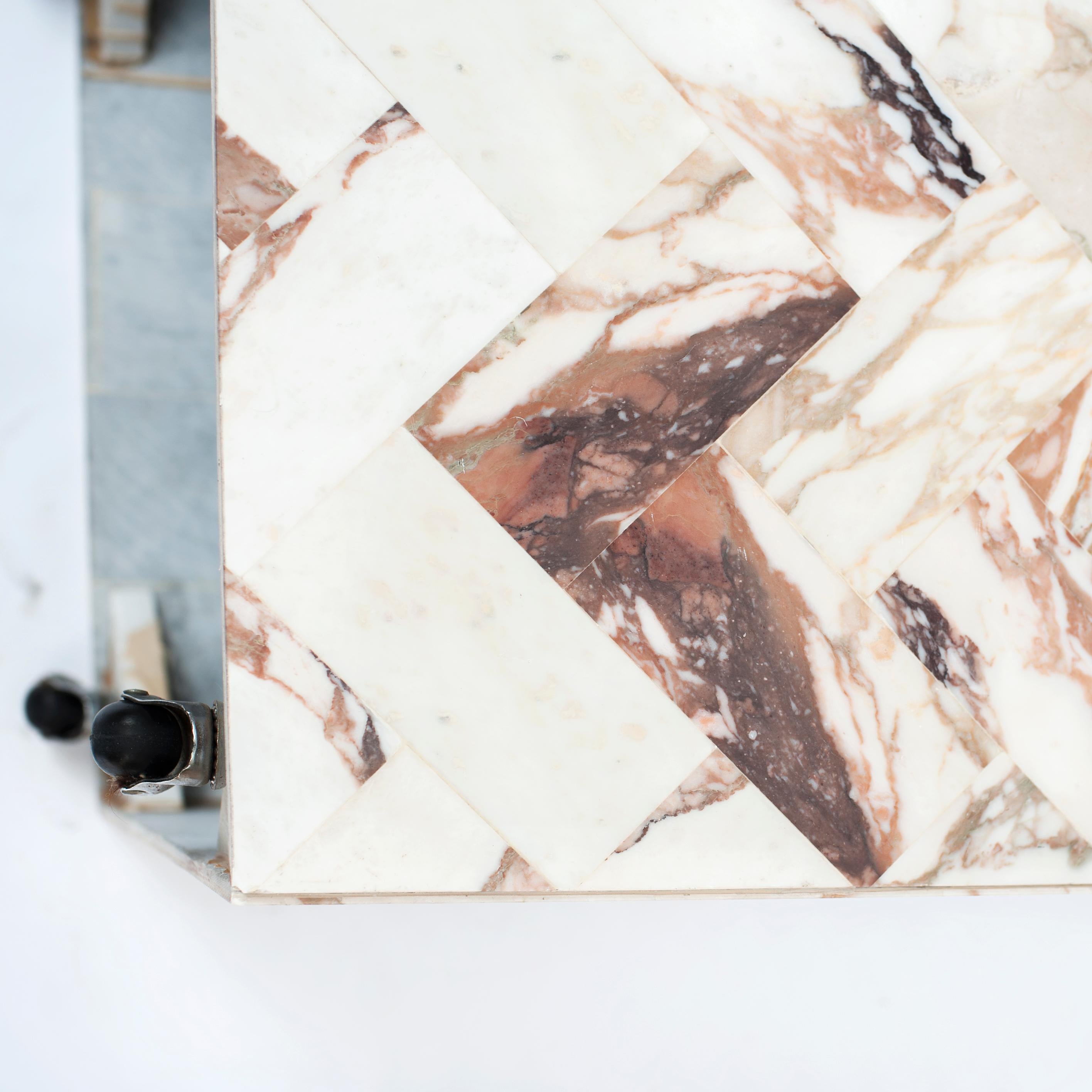 20th Century Vintage Cube-Shaped Side Table in Marble, 1970s 