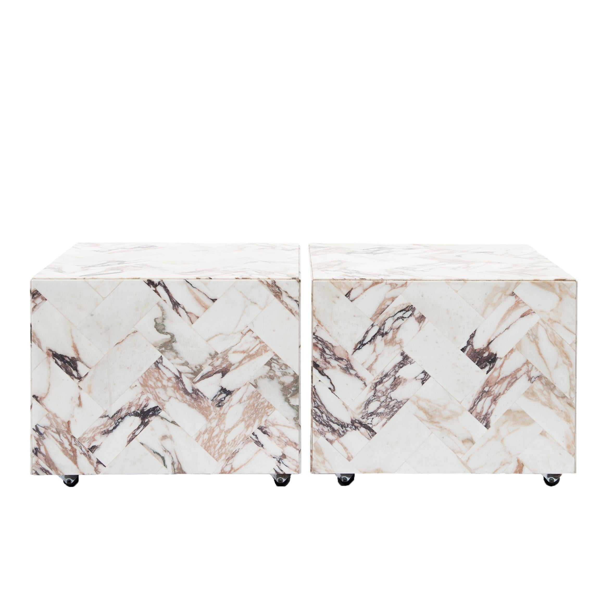 Vintage Cube-Shaped Side Table in Marble, 1970s  1