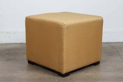 Vintage Cube Upholstered Stools Moroccan Ottomans, Poufs, a Pair