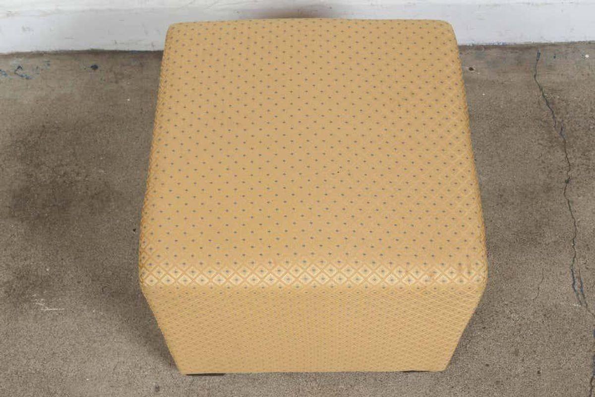 Vintage Cube Upholstered Stools Moroccan Ottomans, Poufs, a Pair In Good Condition For Sale In North Hollywood, CA