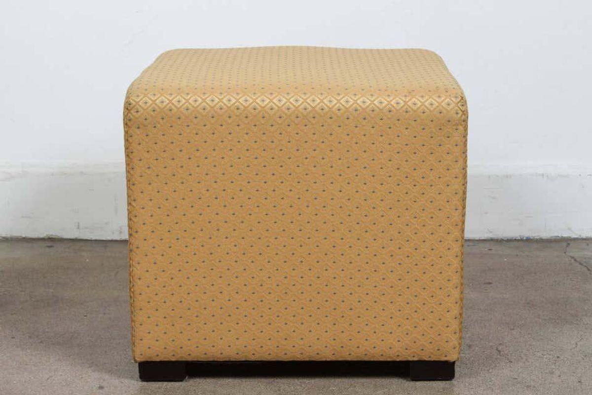 20th Century Vintage Cube Upholstered Stools Moroccan Ottomans, Poufs, a Pair For Sale
