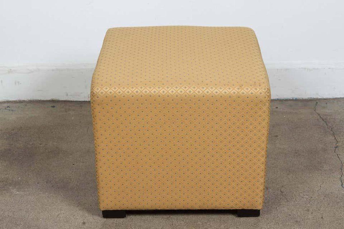 Fabric Vintage Cube Upholstered Stools Moroccan Ottomans, Poufs, a Pair For Sale