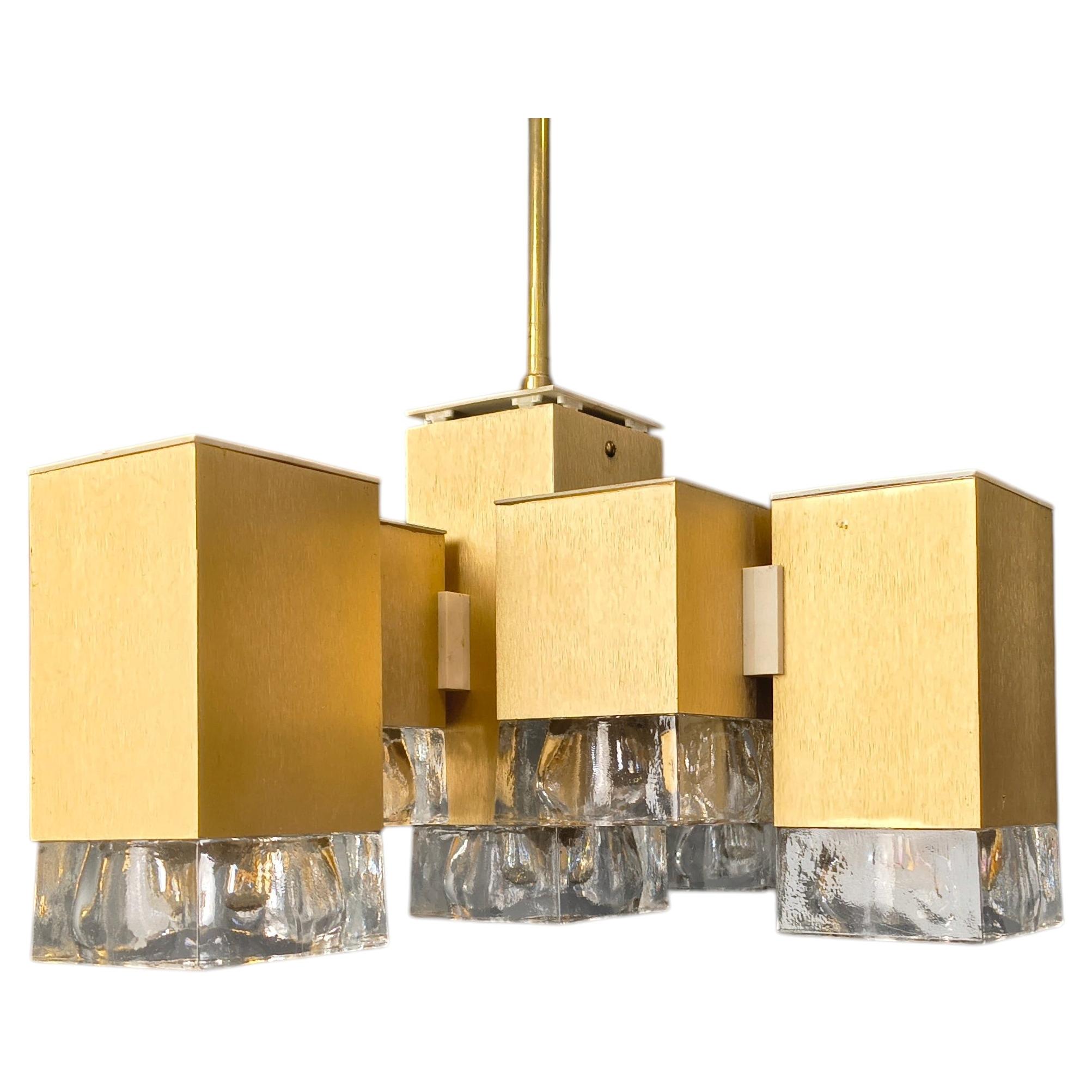 Lampadario vintage a forma di cubo di Gaetano Sciolari, anni '70 in vendita