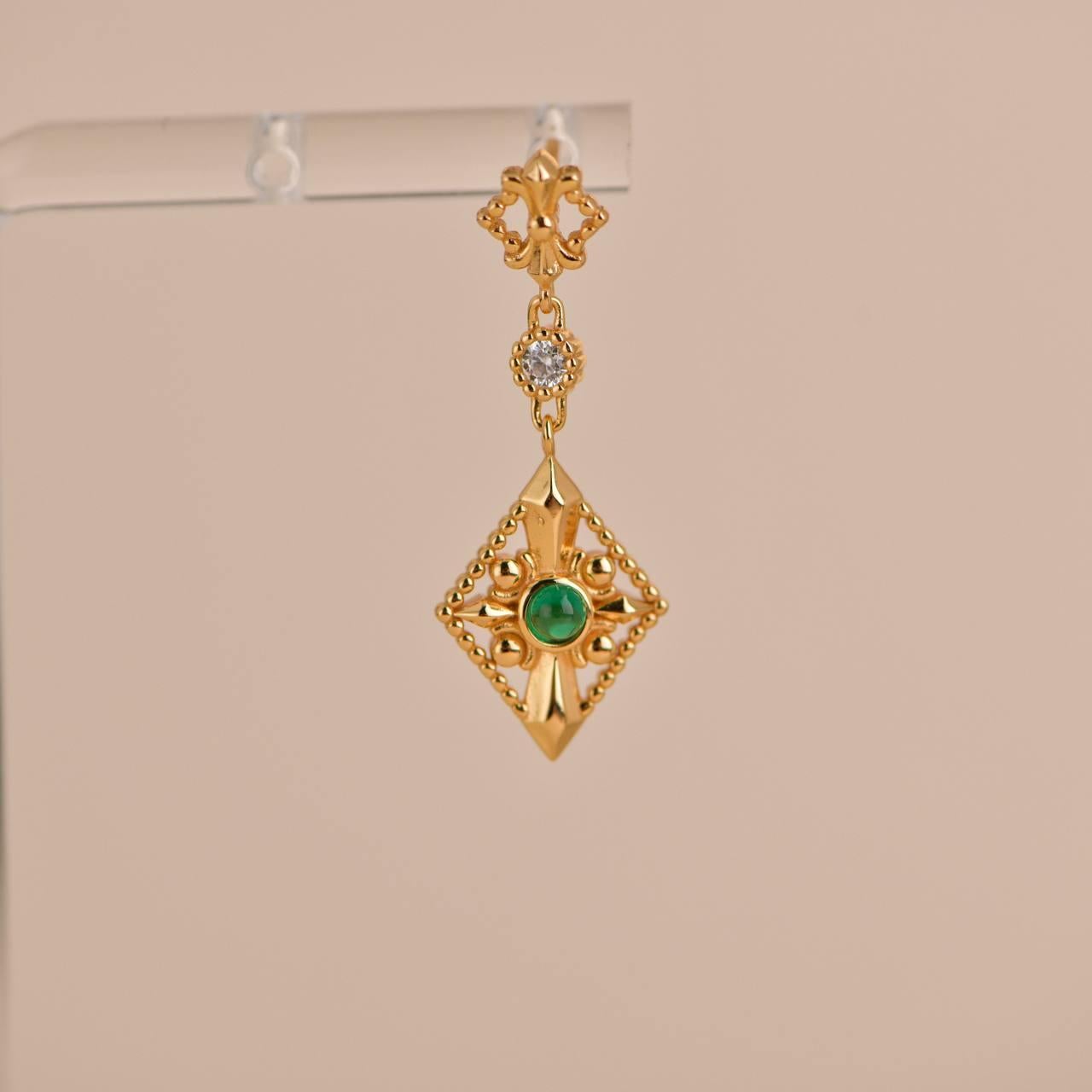 Vintage Cubic Zirconia Gold Drop Earrings  For Sale 3