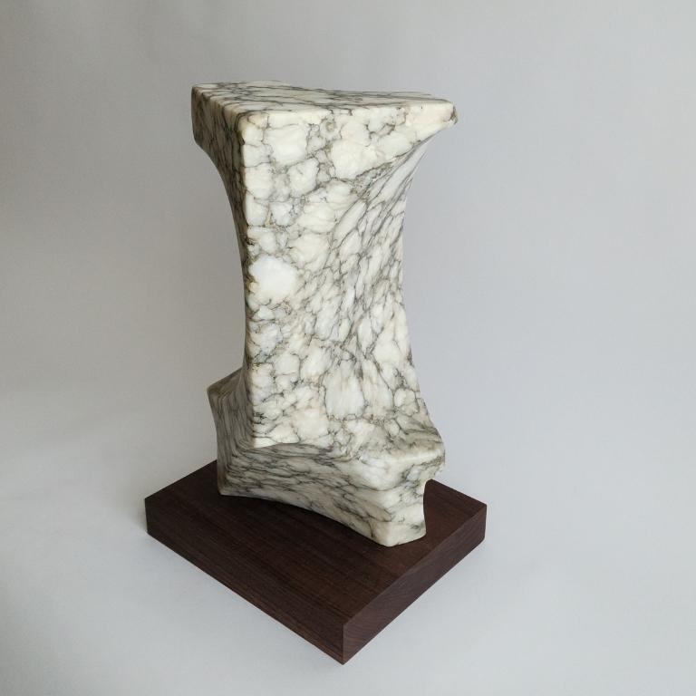 Carved  Cubist Abstract Marble Sculpture, D. Fink c. 1970s For Sale