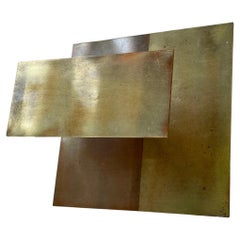 Vintage Cubist Brass Candle Sconce in the Style of Curtis Jere