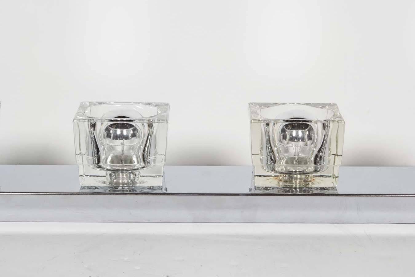 Mid-Century Modern Chrome and Glass Cube Six Light Sconce by Gaetano Sciolari, c. 1970's For Sale