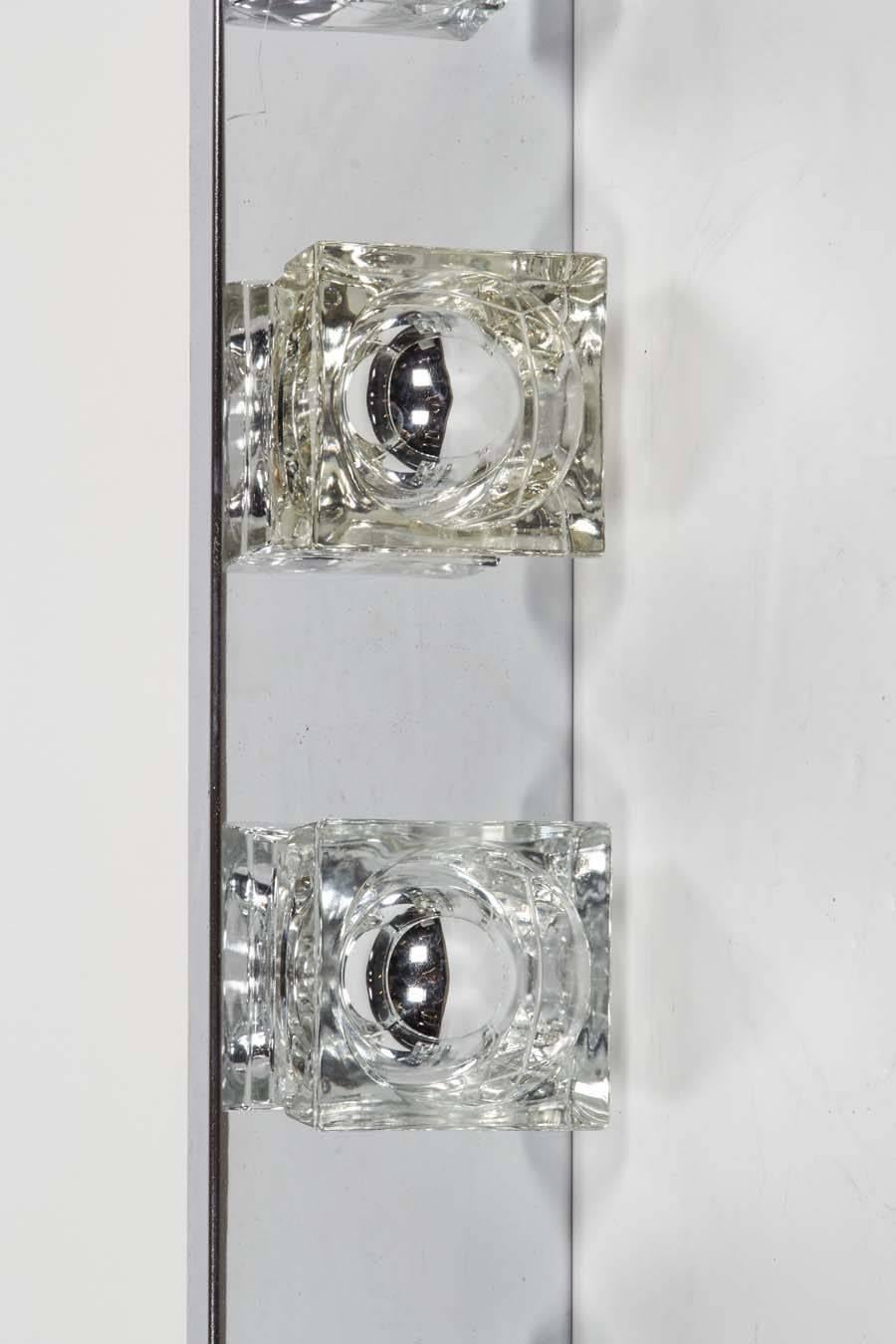 Italian Chrome and Glass Cube Six Light Sconce by Gaetano Sciolari, c. 1970's For Sale