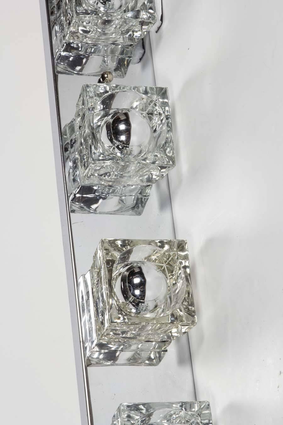 Hand-Crafted Chrome and Glass Cube Six Light Sconce by Gaetano Sciolari, c. 1970's For Sale