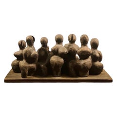 Vintage Cubist Clay Sculpture
