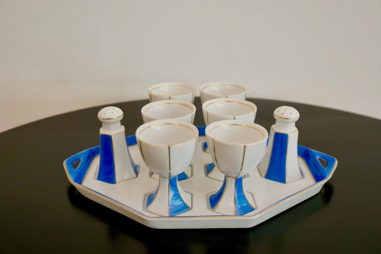 Vintage Cubist Egg Cups, Salt and Pepper Shaker from Bauer and Pfeiffer Wurttemb 7