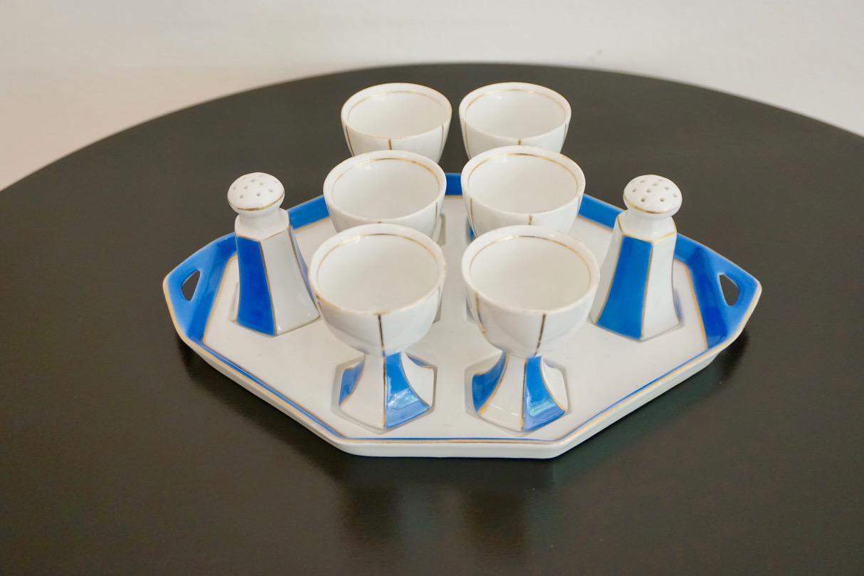 Vintage Cubist Egg Cups, Salt and Pepper Shaker from Bauer and Pfeiffer Wurttemb 8