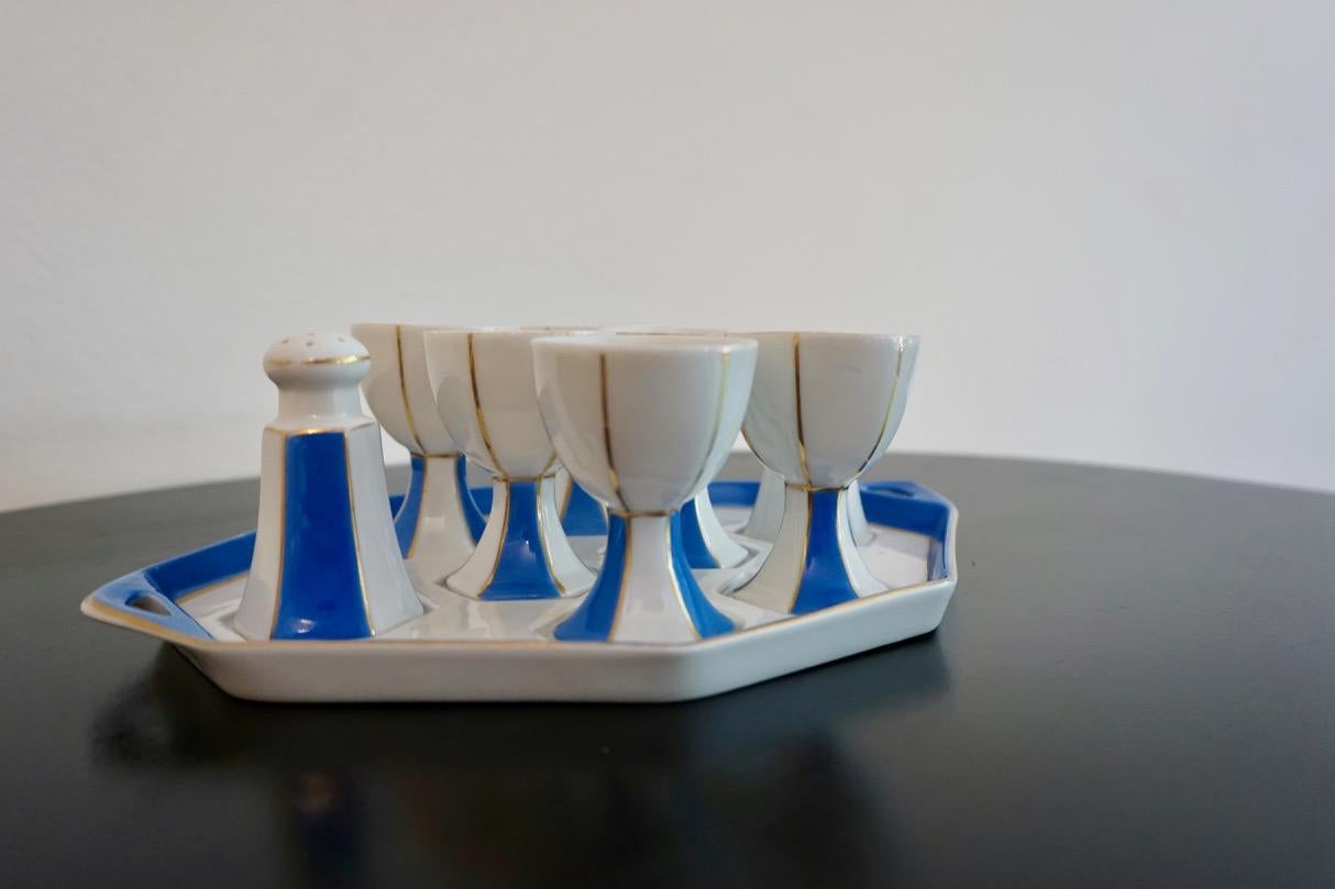 German Vintage Cubist Egg Cups, Salt and Pepper Shaker from Bauer and Pfeiffer Wurttemb