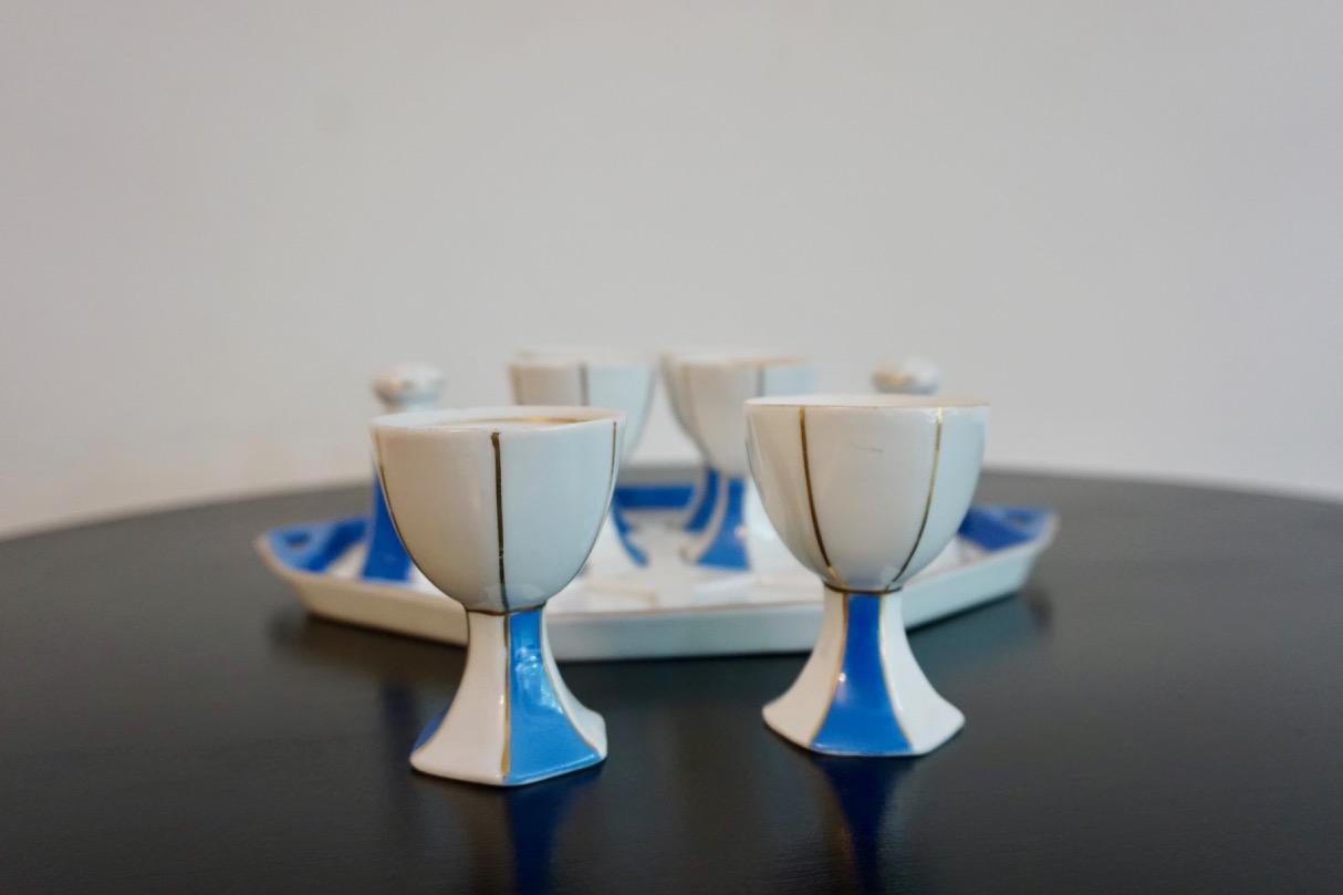 Vintage Cubist Egg Cups, Salt and Pepper Shaker from Bauer and Pfeiffer Wurttemb 1