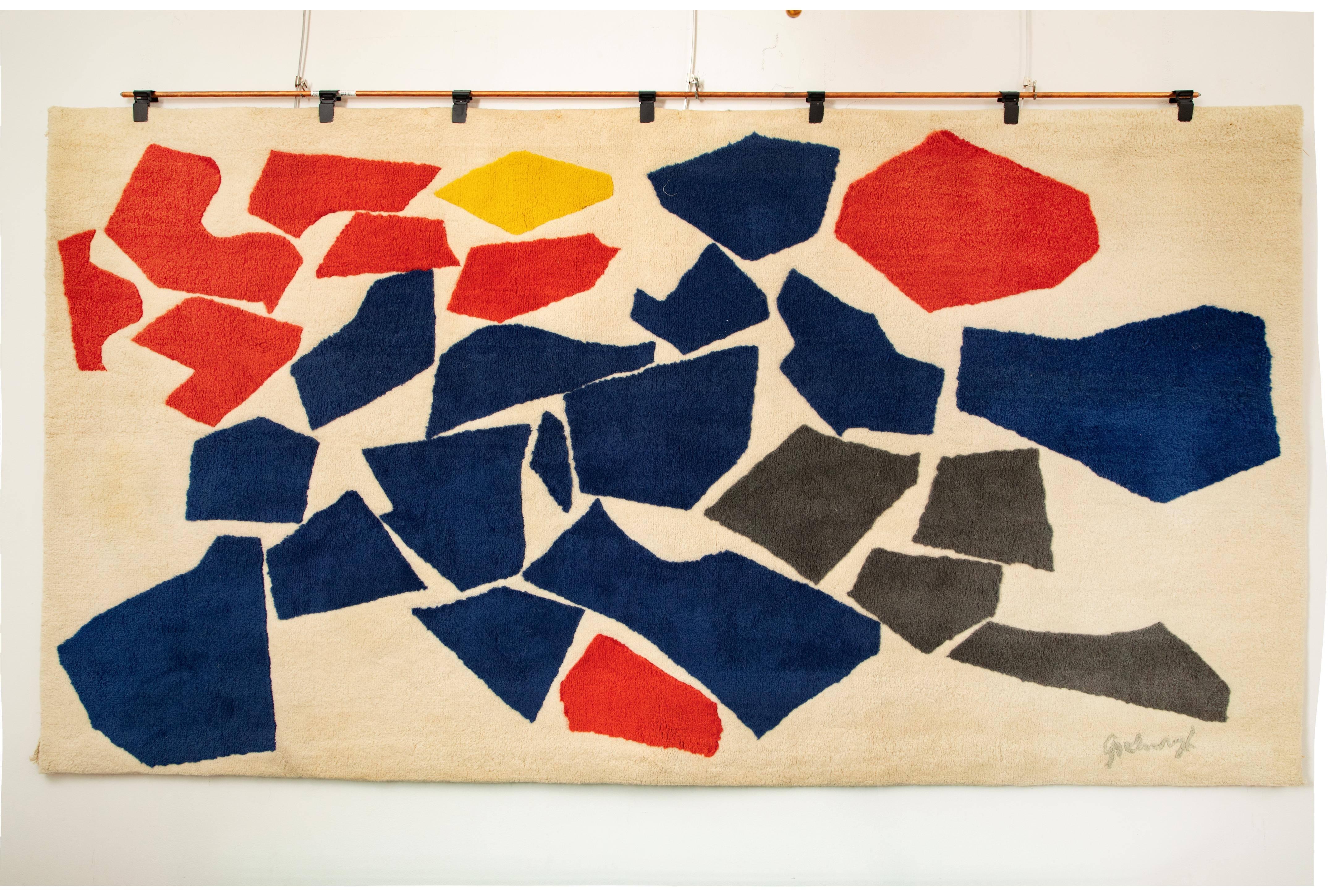 Mid-Century moderno Arazzo d'epoca di ispirazione cubista di Robert Goodnough,  USA, circa 1980 in vendita