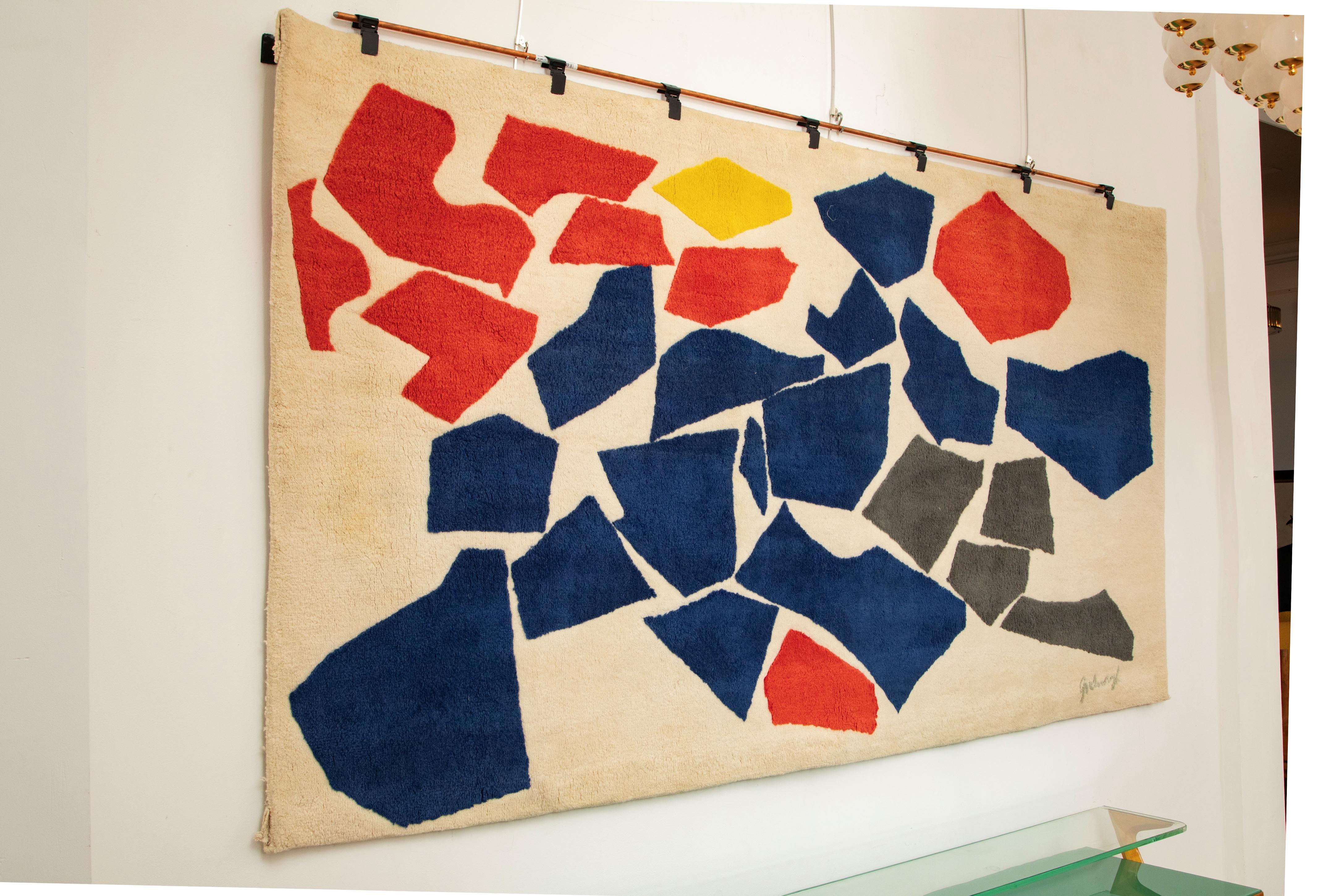 Americano Arazzo d'epoca di ispirazione cubista di Robert Goodnough,  USA, circa 1980 in vendita