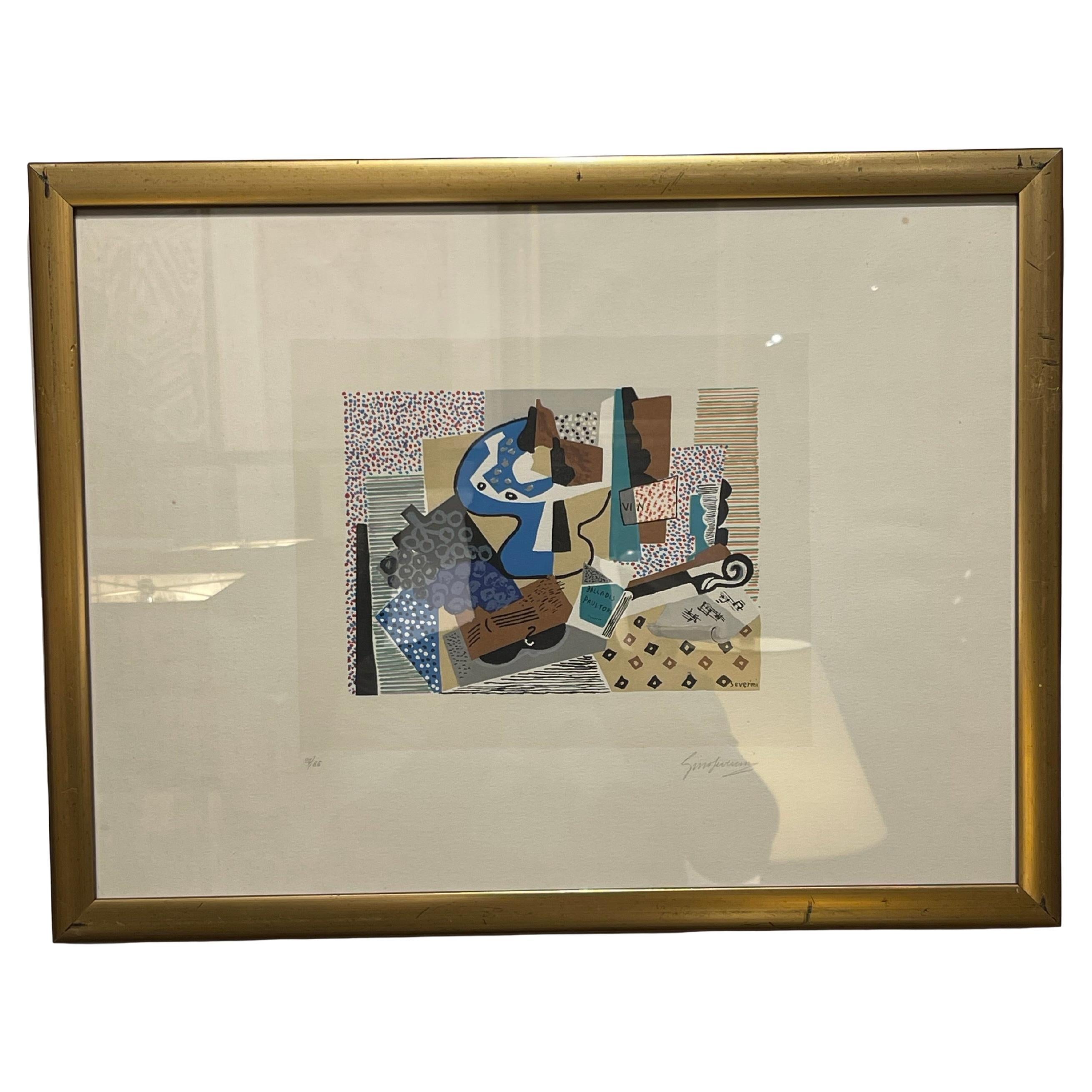 Vintage Cubist Lithograph by Gino Severini, 1960s