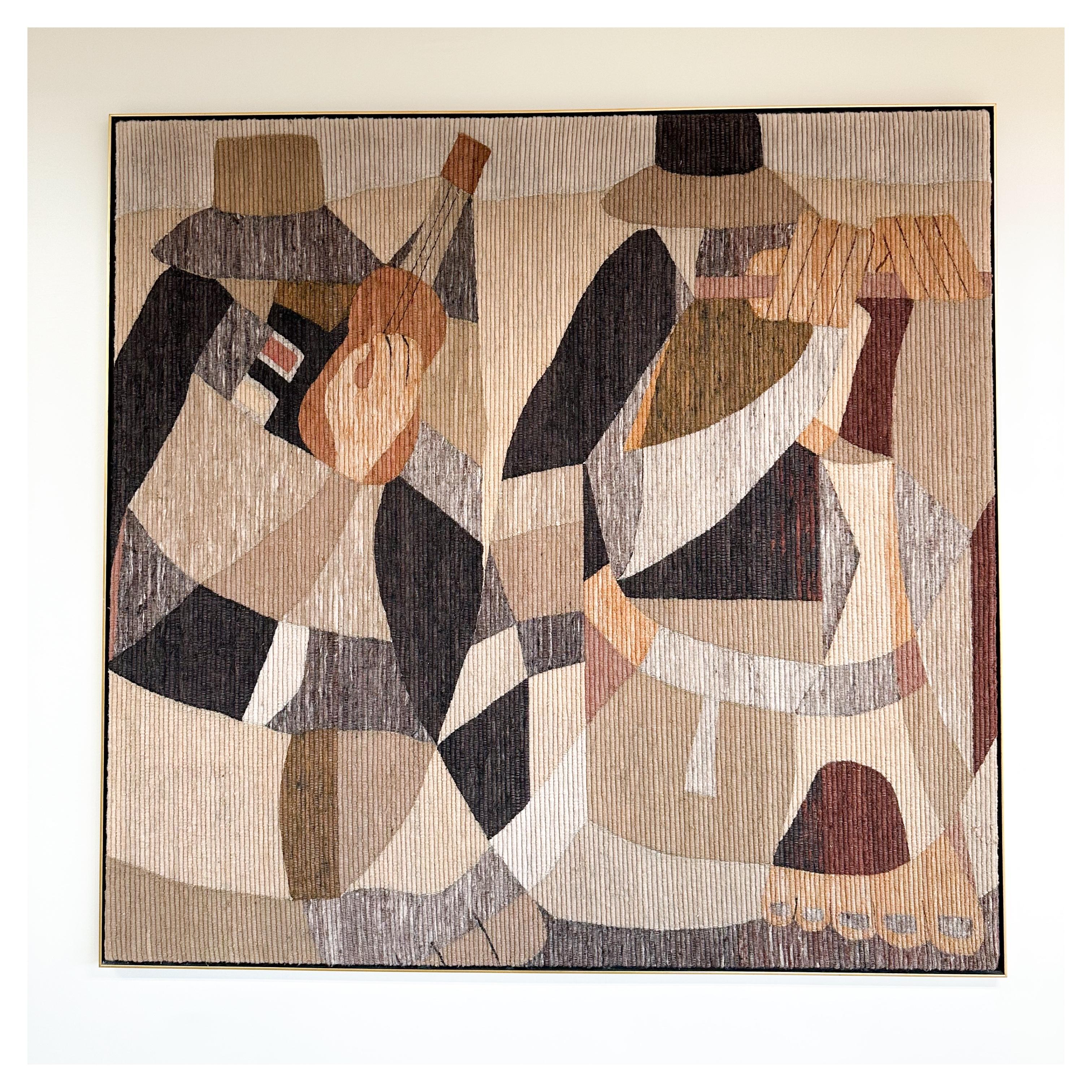 Vintage Cubist Musician Wool Woven Tapestry 5