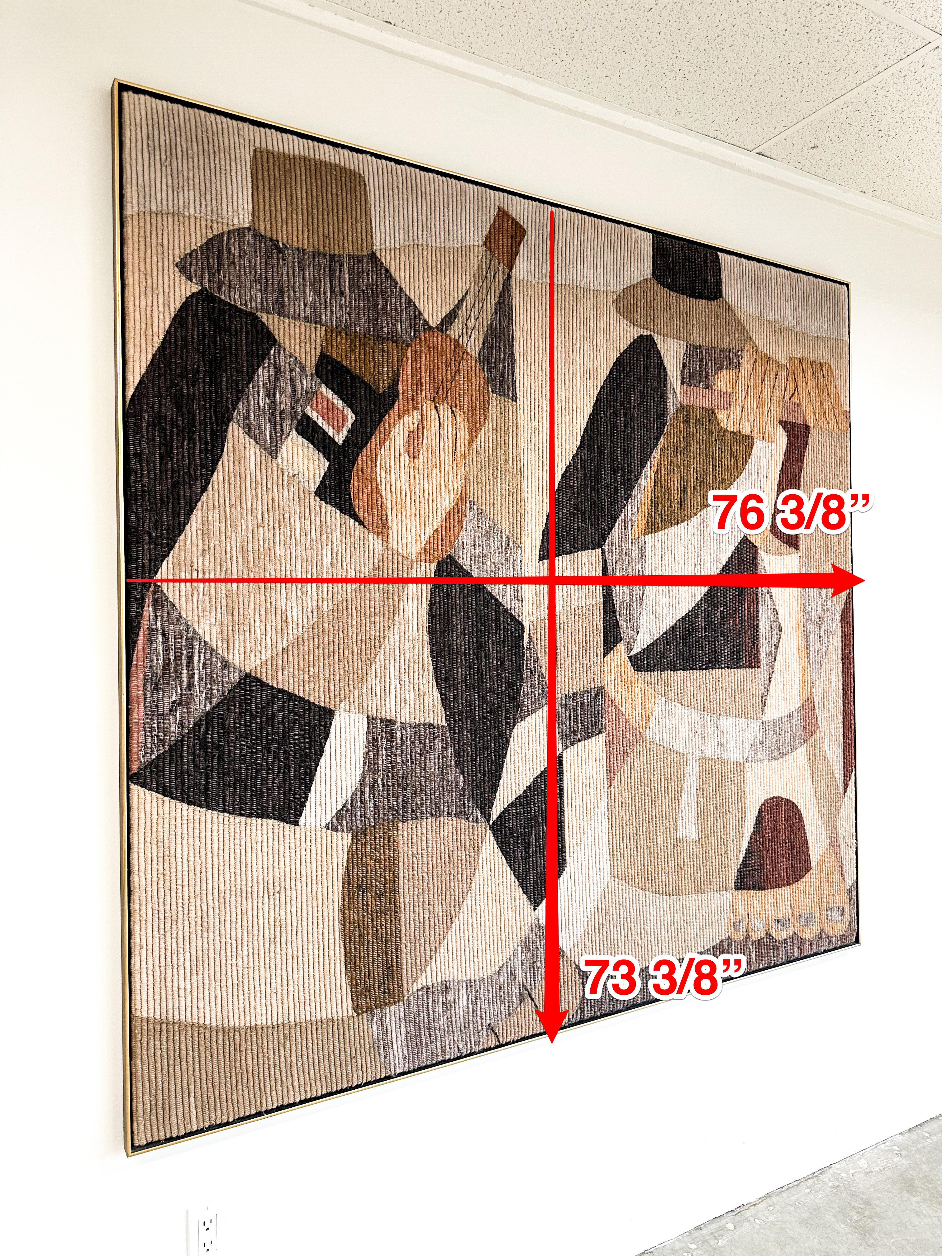 Vintage Cubist Musician Wool Woven Tapestry 6
