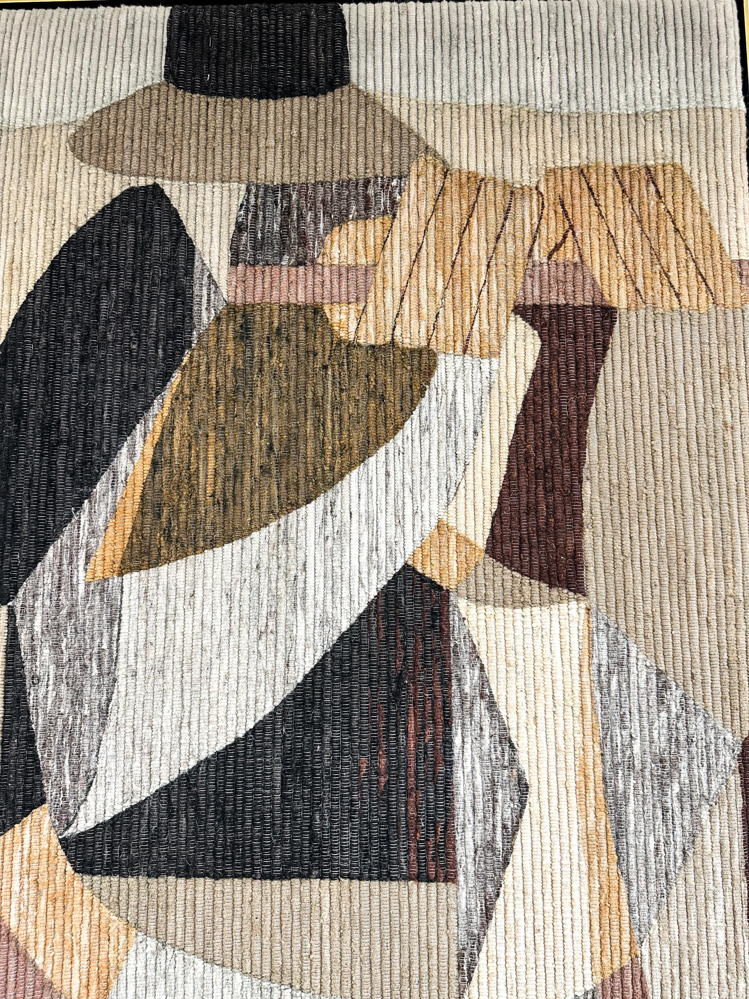 Vintage Cubist Musician Wool Woven Tapestry In Good Condition In Palm Desert, CA