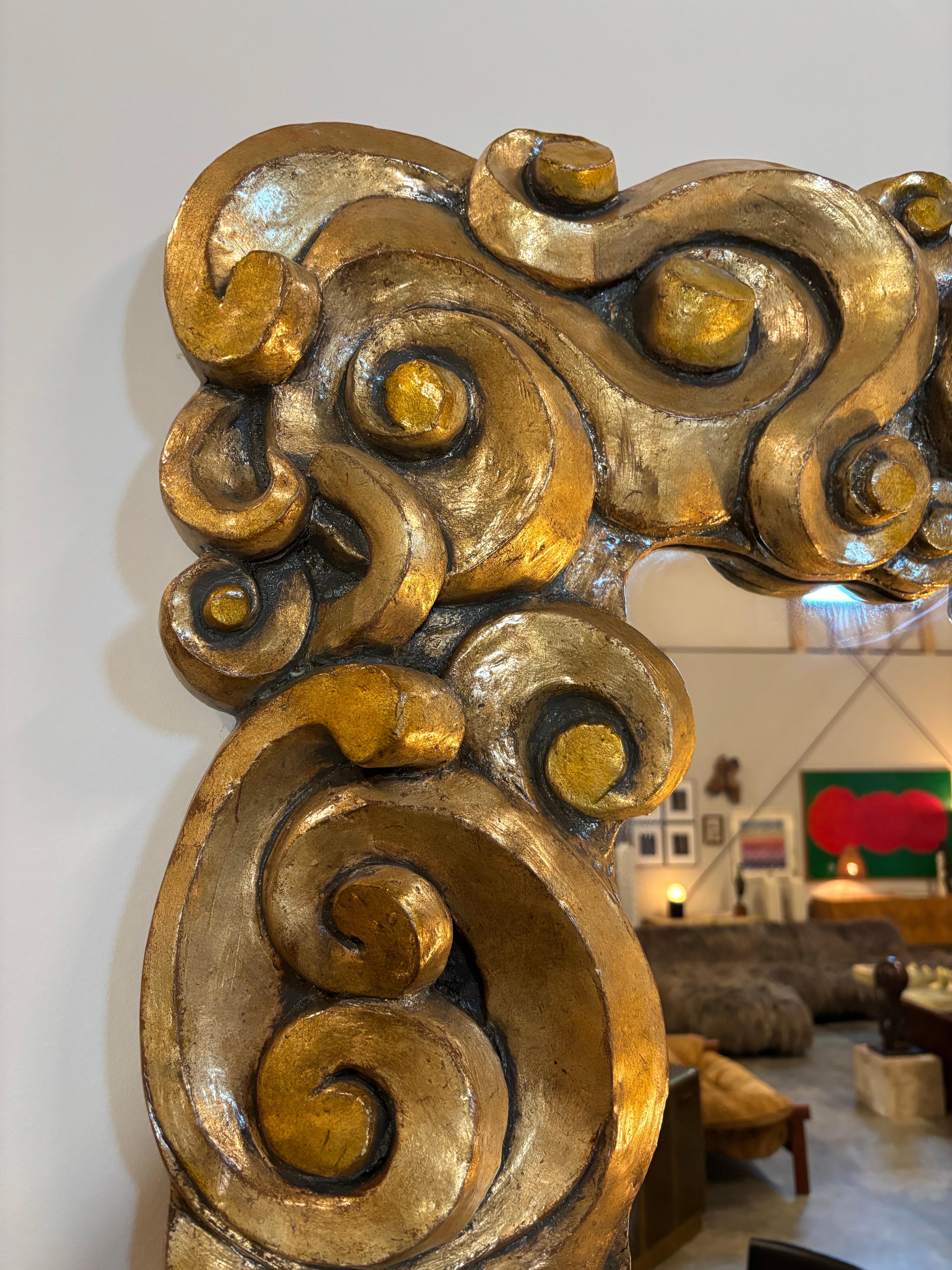 Vintage Cubist Scroll Mirror, 60