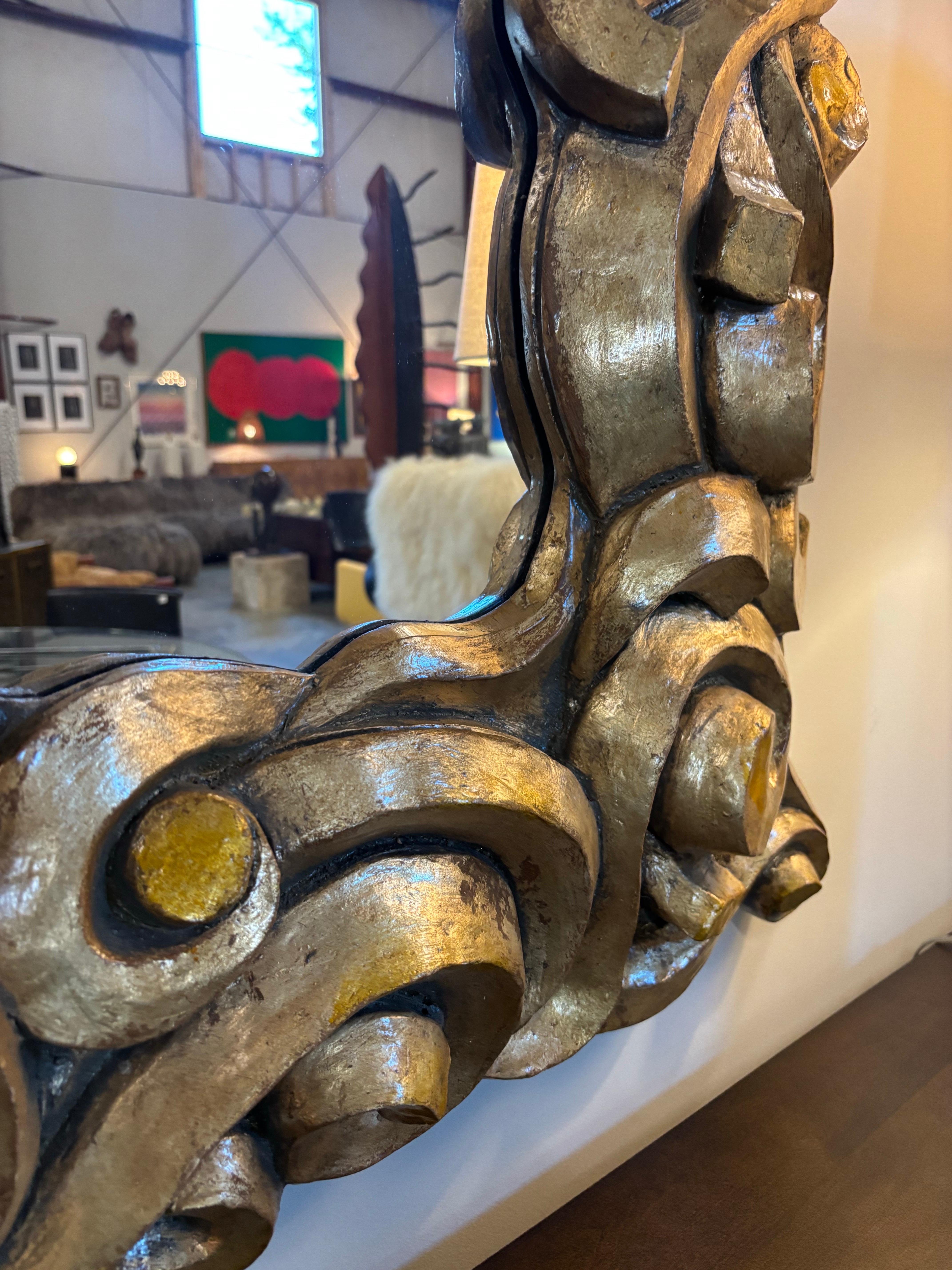 Fin du 20e siècle Vintage Cubist Scroll Mirror, 60