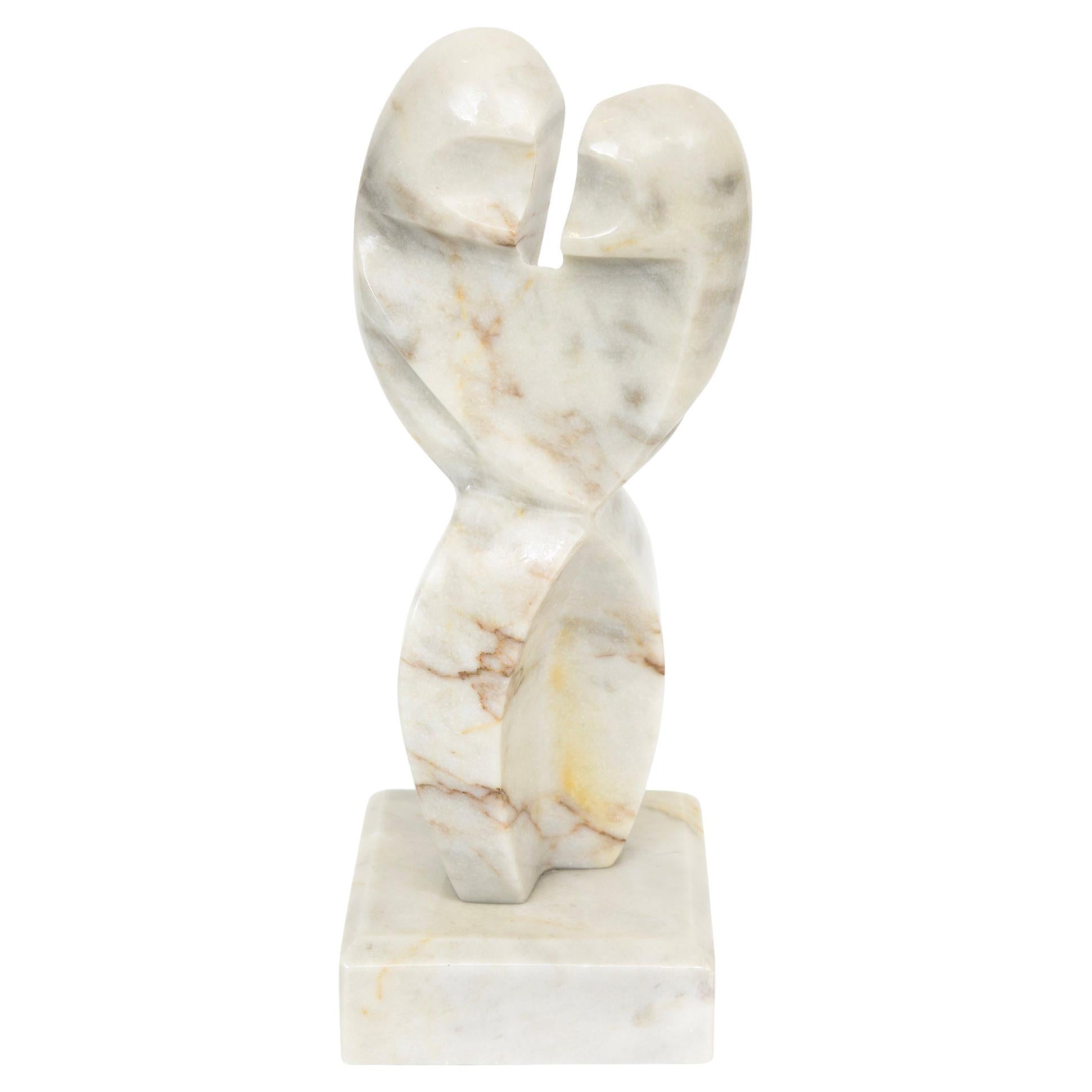 Vintage Cubist Variegated Marble Intertwined Figures Sculpture Or Desk Accessory