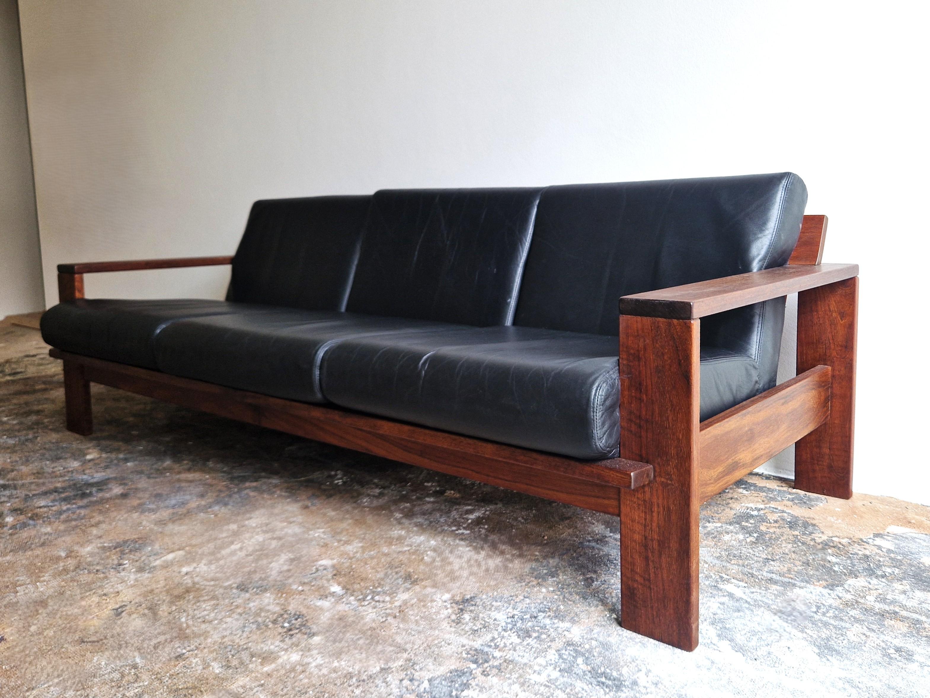 Mid-Century Modern Sofa cubiste vintage à 3 places, années 1970 en vente