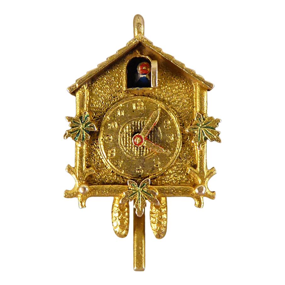 Vintage Cuckoo Clock Charm in 9 Carat Gold at 1stDibs