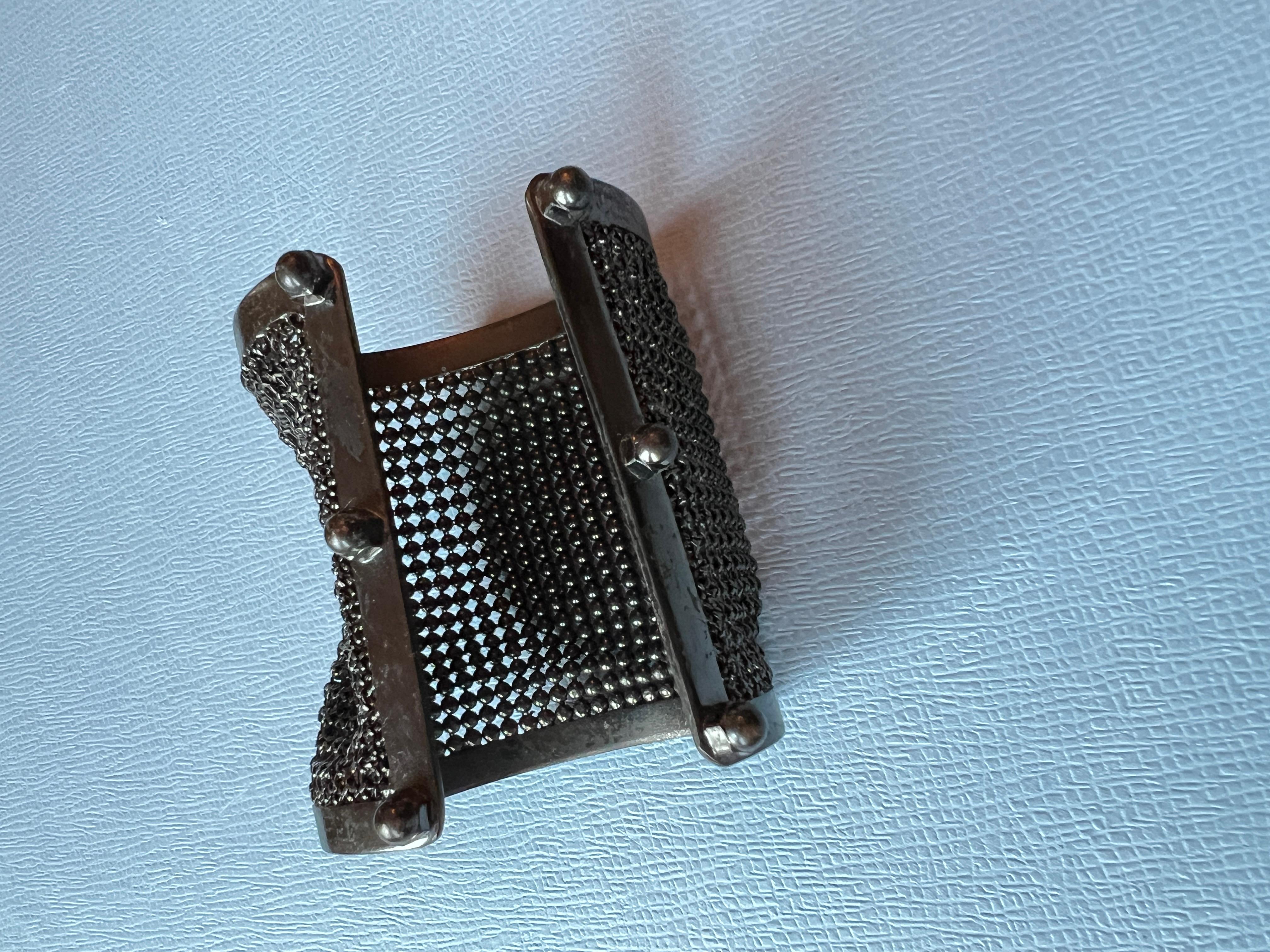 Cuff Bracelet Mesh Gun Metal Rhodium Statement Piece For Sale 5