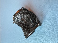 Statement Cuff Sculptural Bracelet Gun Metal Mesh Studs