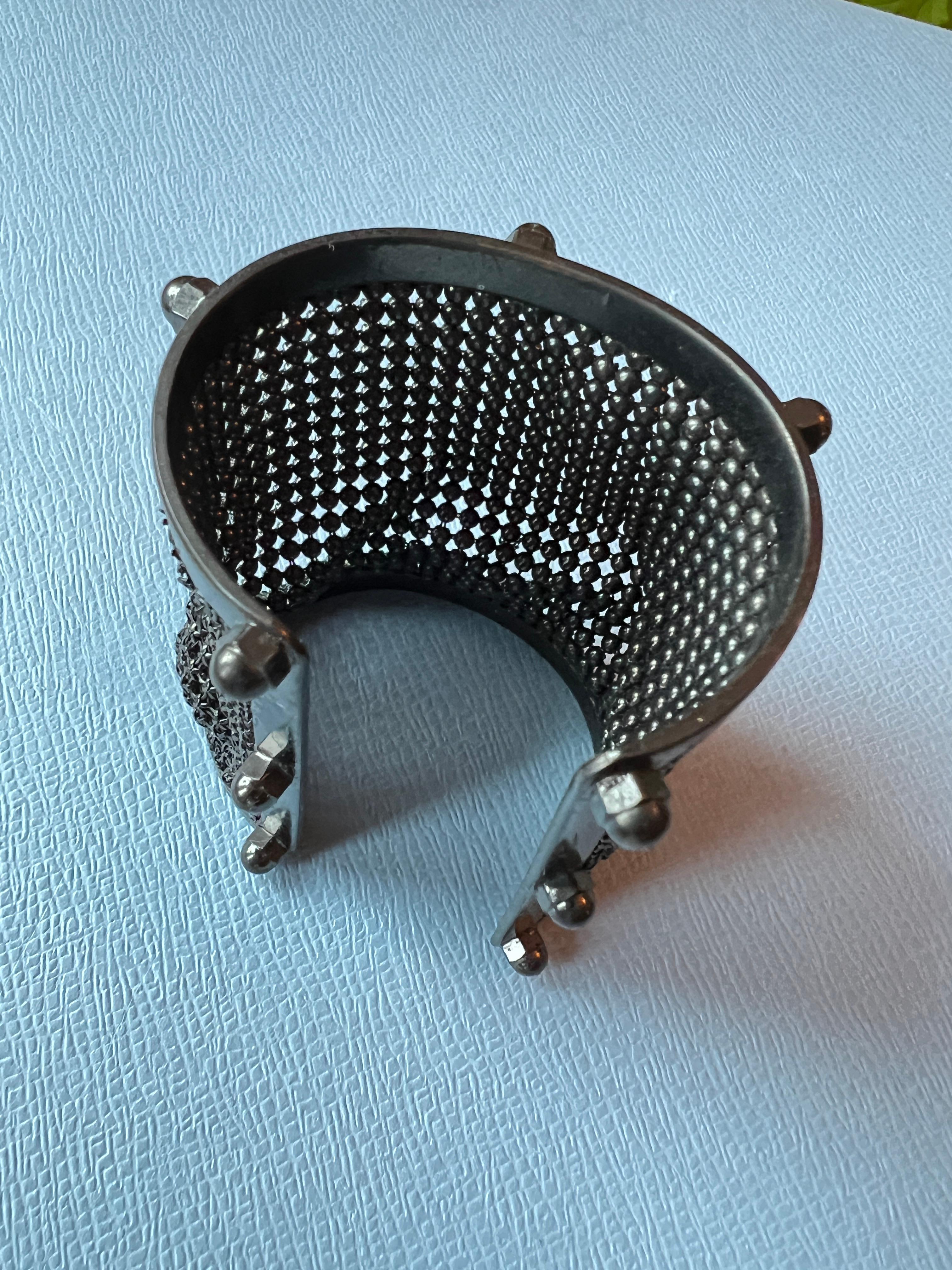 Cuff Bracelet Mesh Gun Metal Rhodium Statement Piece For Sale 3