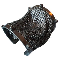 Cuff Bracelet Mesh Gun Metal Rhodium Statement Piece