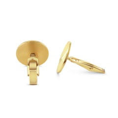 Vintage Cuff Links with Diagonal Line Design 14k Yellow Gold
