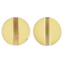 Vintage Cuff Links with Diagonal Line Design 14k Yellow Gold