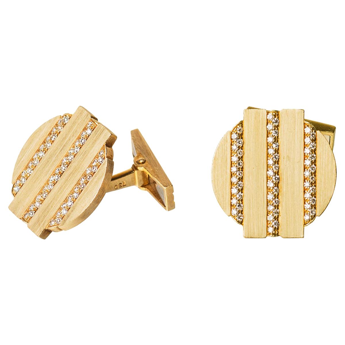 Vintage Cufflinks by Piaget with Diamonds set in 18 Karat Gold, Swiss circa 1975 For Sale