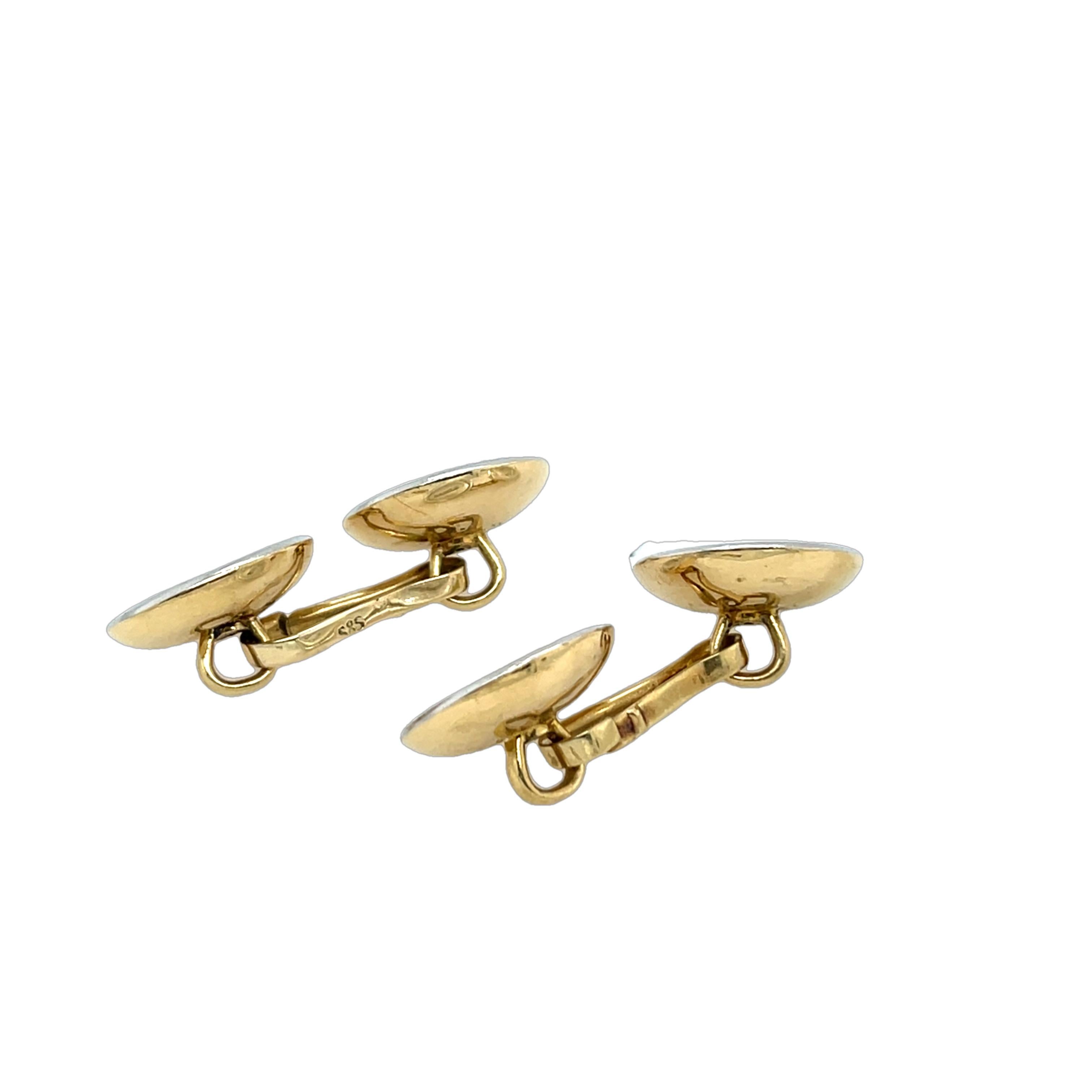Manschettenknöpfe im Vintage-Stil, gefasst in 18 Karat Gelbgold Pfeil & Diamant (Rundschliff) im Angebot