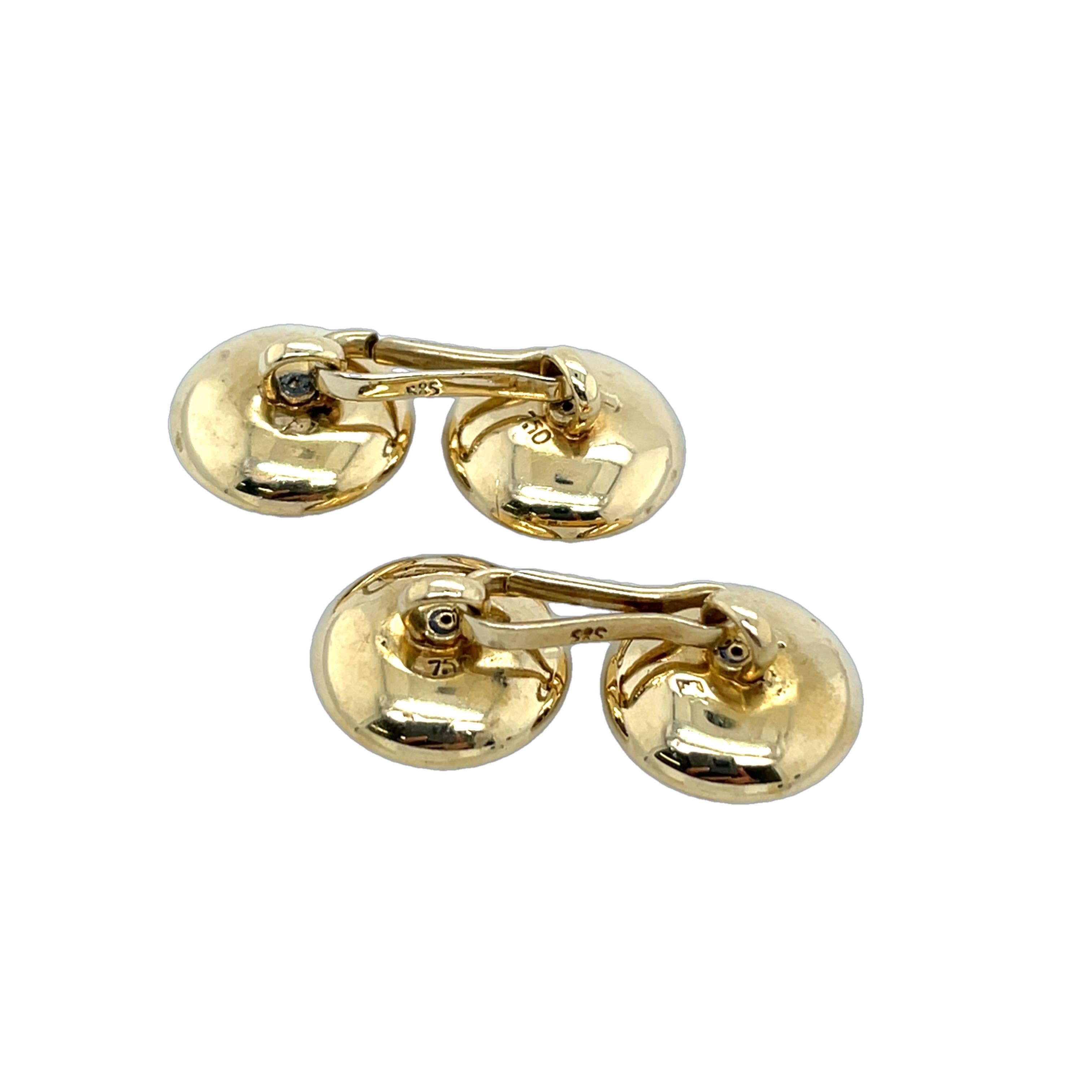 Manschettenknöpfe im Vintage-Stil, gefasst in 18 Karat Gelbgold Pfeil & Diamant im Zustand „Hervorragend“ im Angebot in London, GB