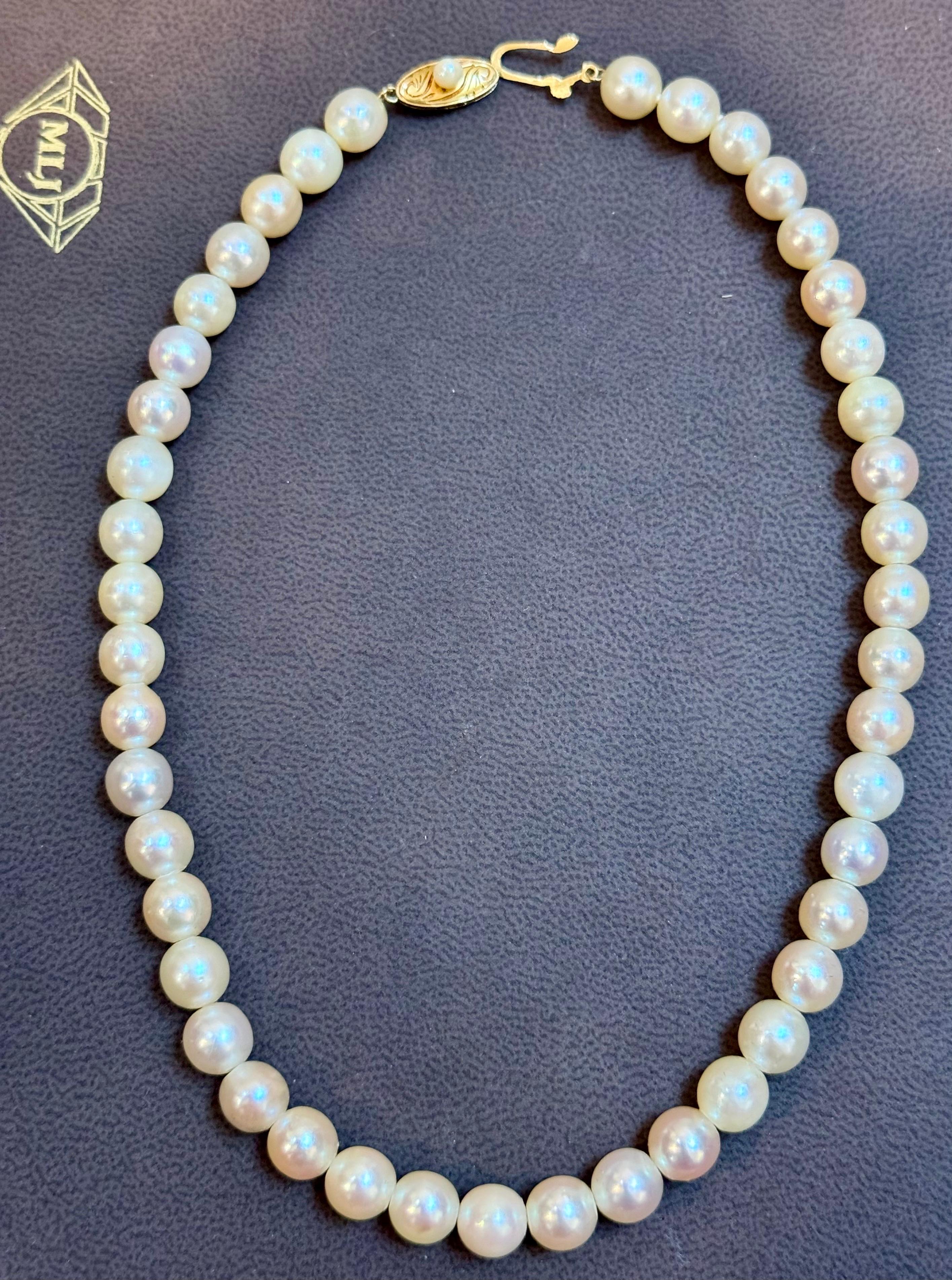 Vintage Cultured Akoya Pearl  Necklace Length 14