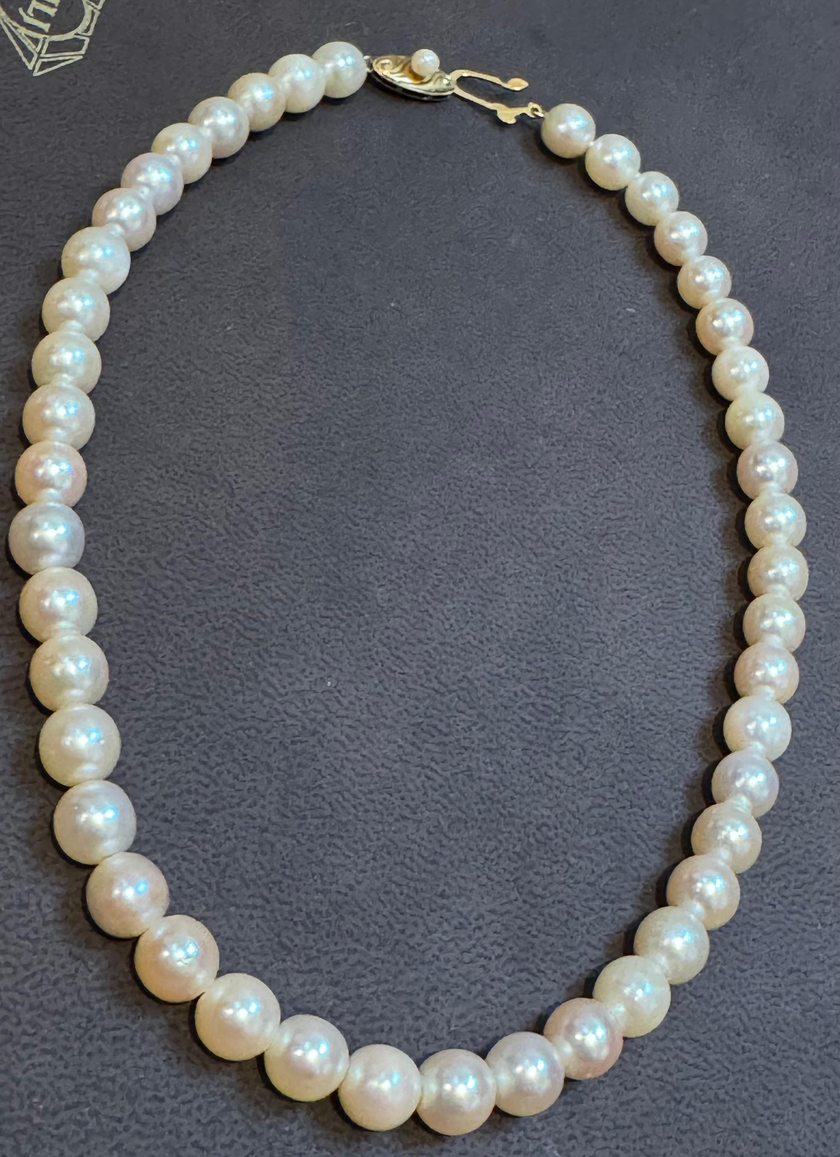 Vintage Cultured Akoya Pearl  Necklace Length 14