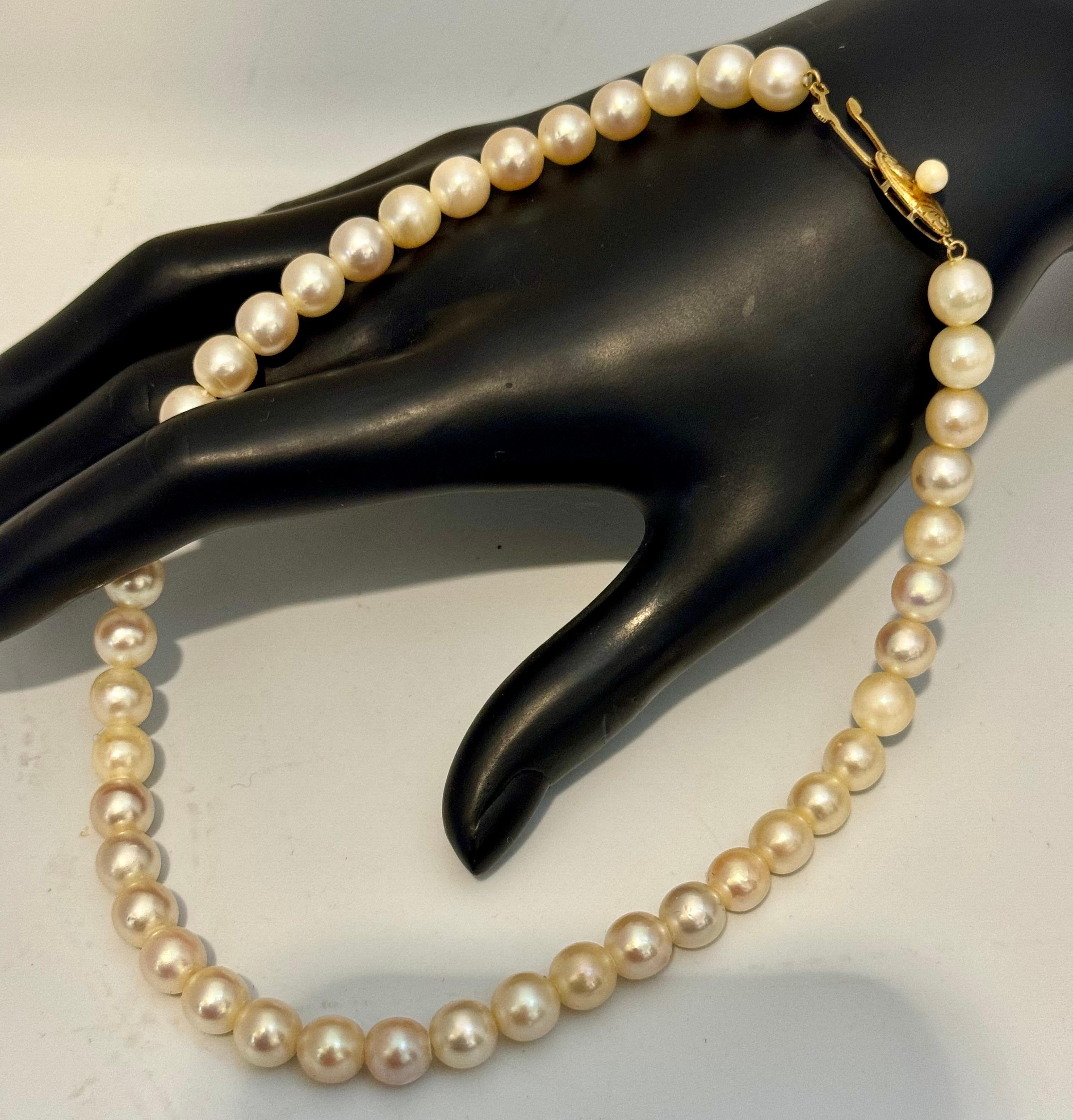 Vintage Cultured Akoya Pearl  Necklace Length 14