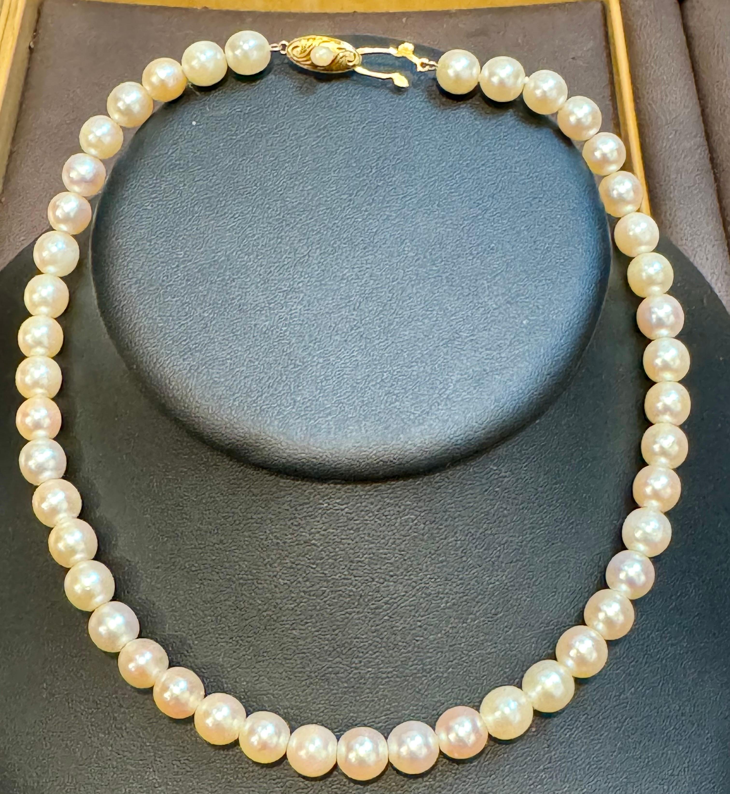 Vintage Cultured Akoya Pearl  Necklace Length 14