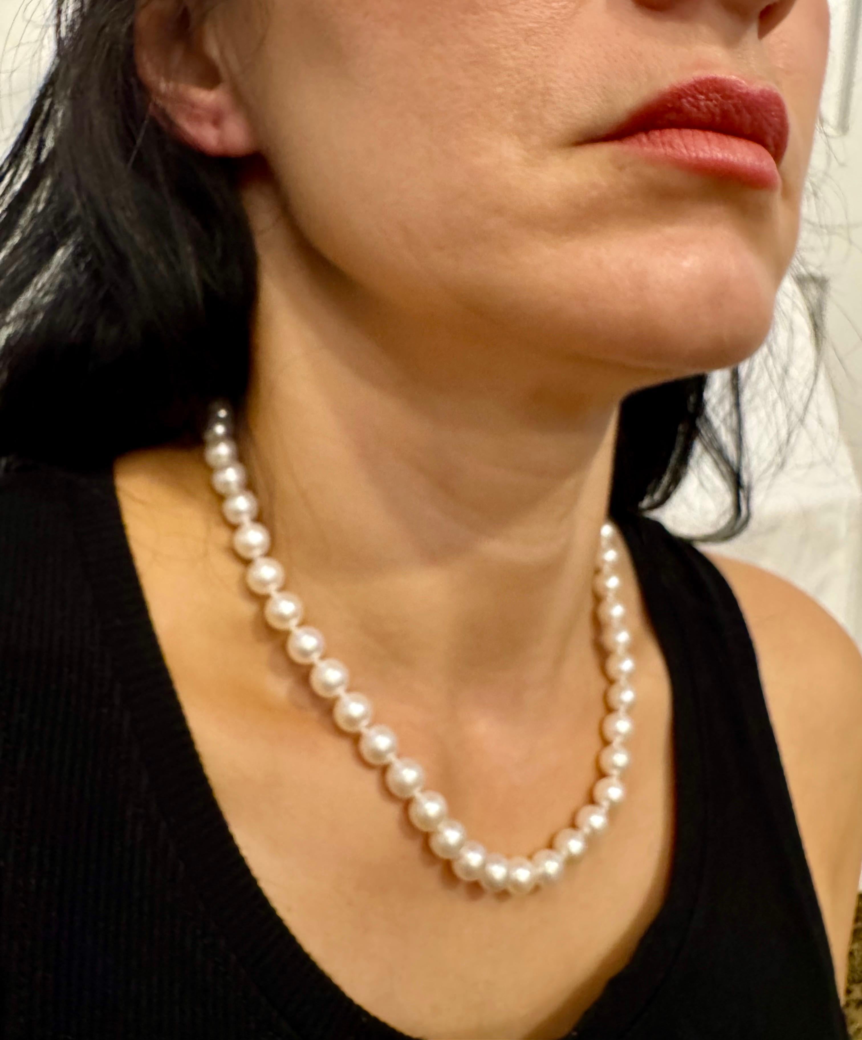 Perla Akoya coltivata vintage  Lunghezza della collana 17