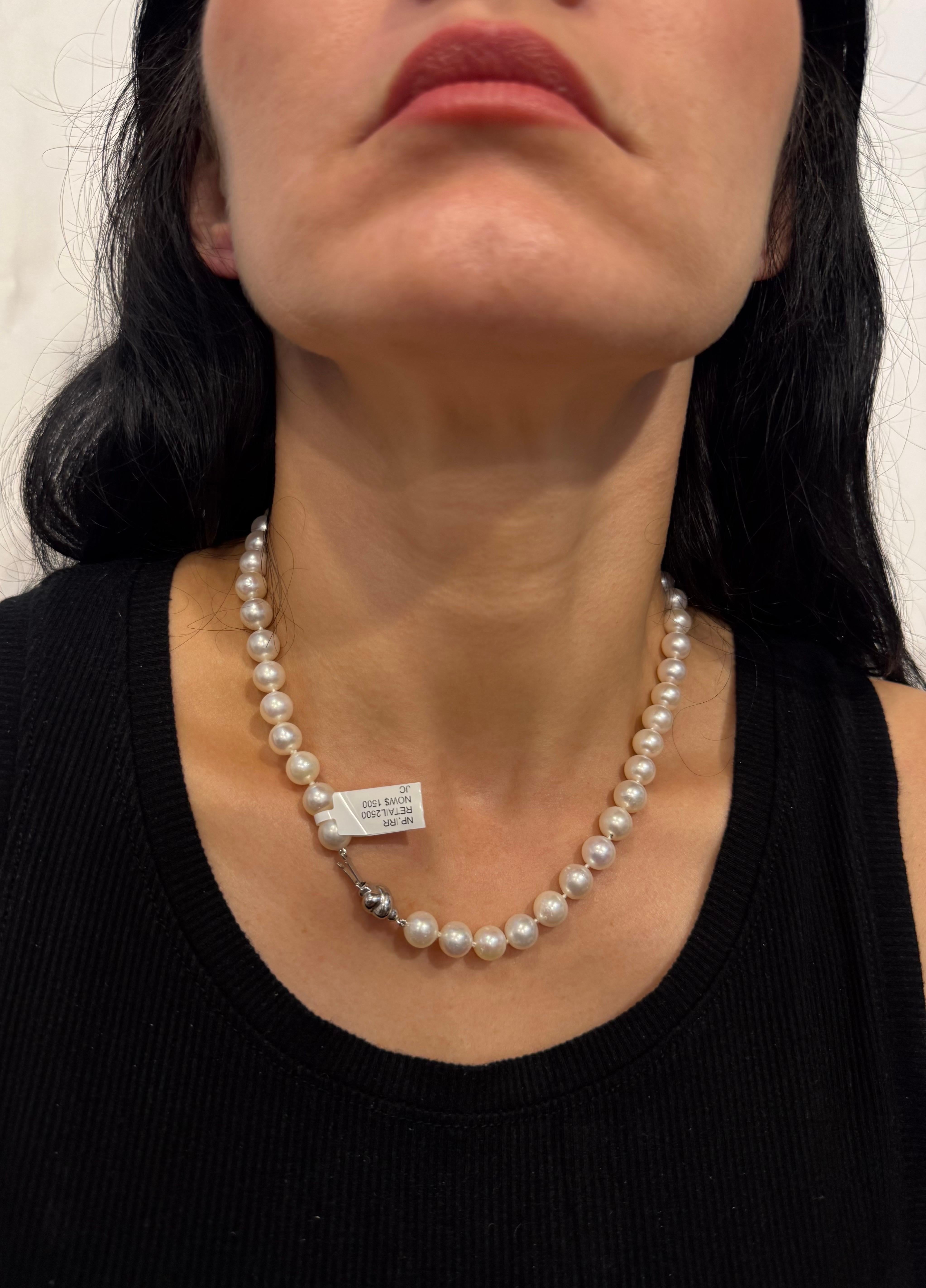 Perla Akoya coltivata vintage  Lunghezza della collana 17