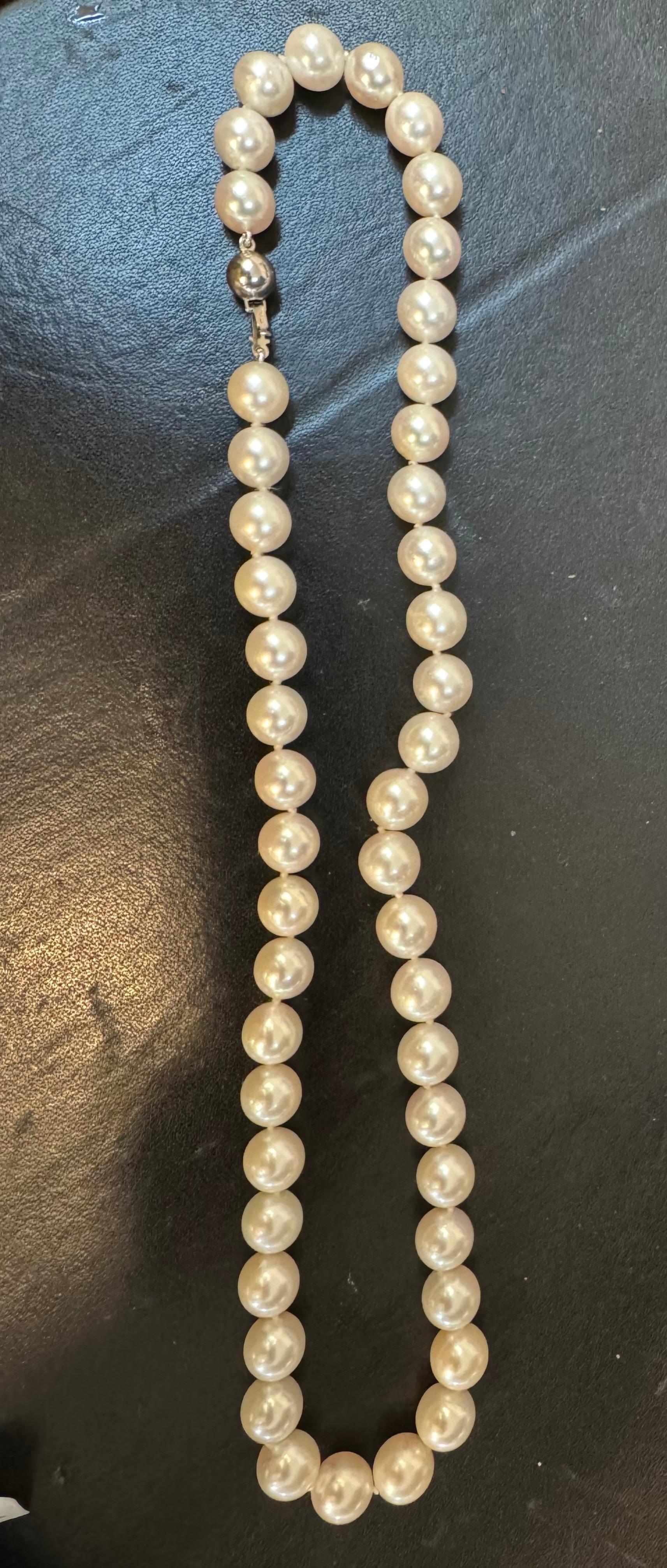 Perla Akoya coltivata vintage  Lunghezza della collana 17