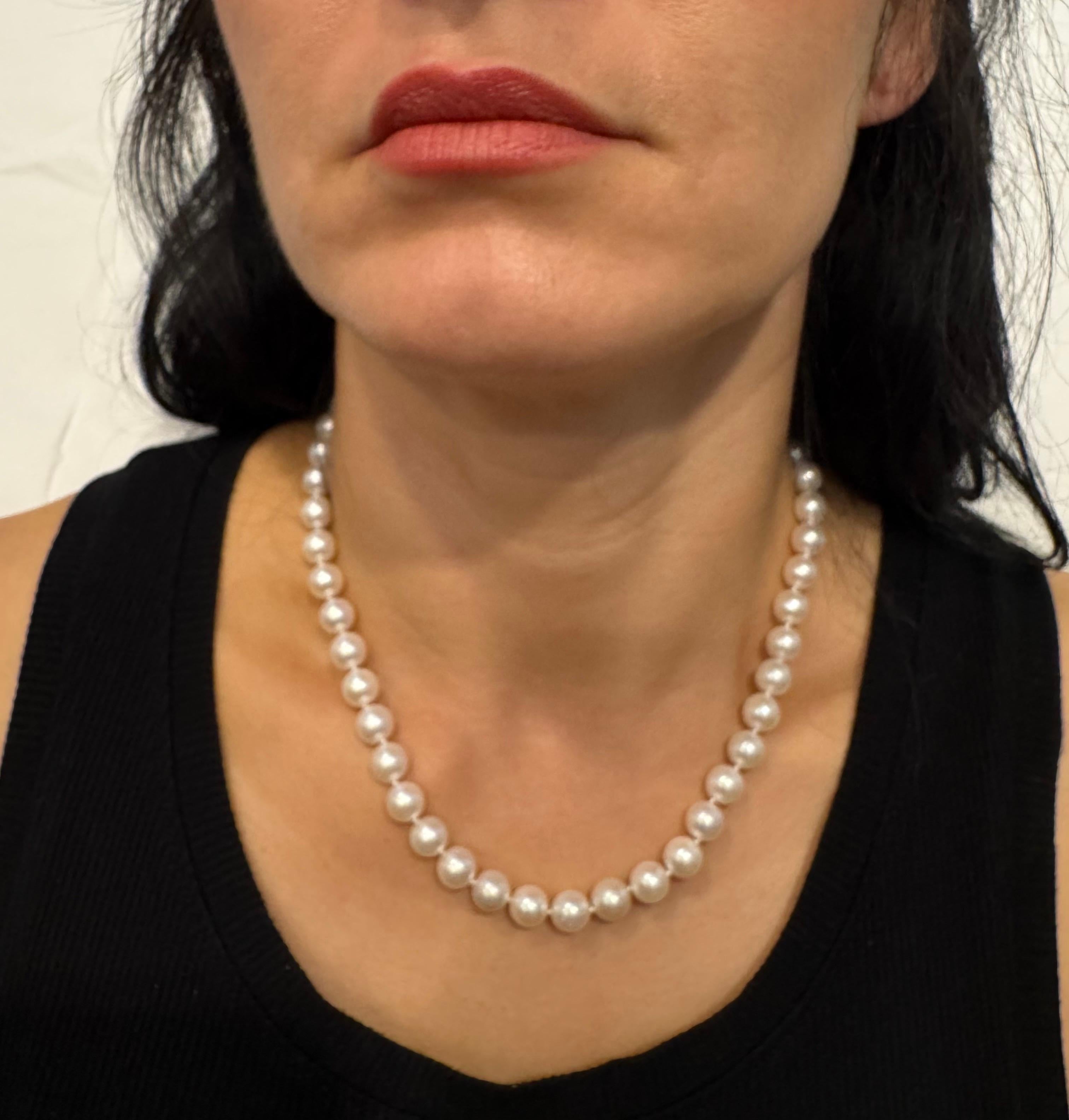 Perla Akoya coltivata vintage  Lunghezza della collana 17
