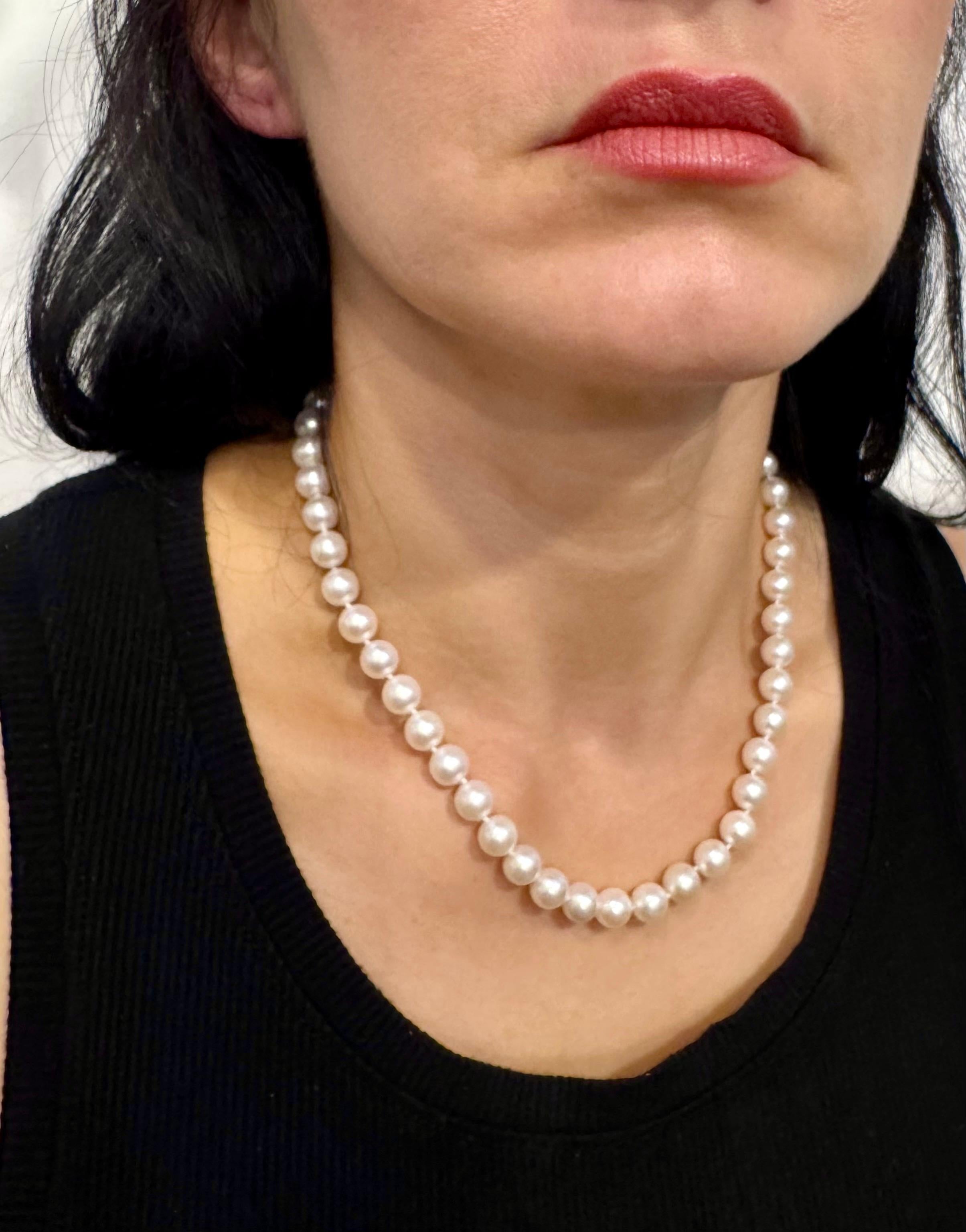 Perla Akoya coltivata vintage  Lunghezza della collana 17