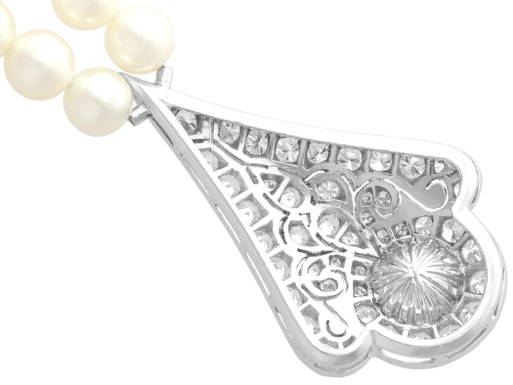 Vintage Zuchtperle 1,48 Karat Diamant 18k Weißgold Halskette Circa 1990 für Damen oder Herren im Angebot